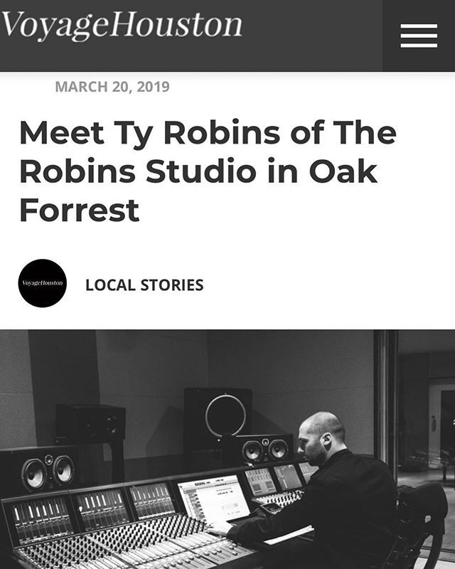 Had the opportunity to answer some questions for Voyage Houston about my start in music, The Robins Studio, and my job as producer and engineer. Give it a read. &bull;Link in bio&bull;

#interview #therobinsstudio
.
.
.
.
.
#studiolife #musicproducer