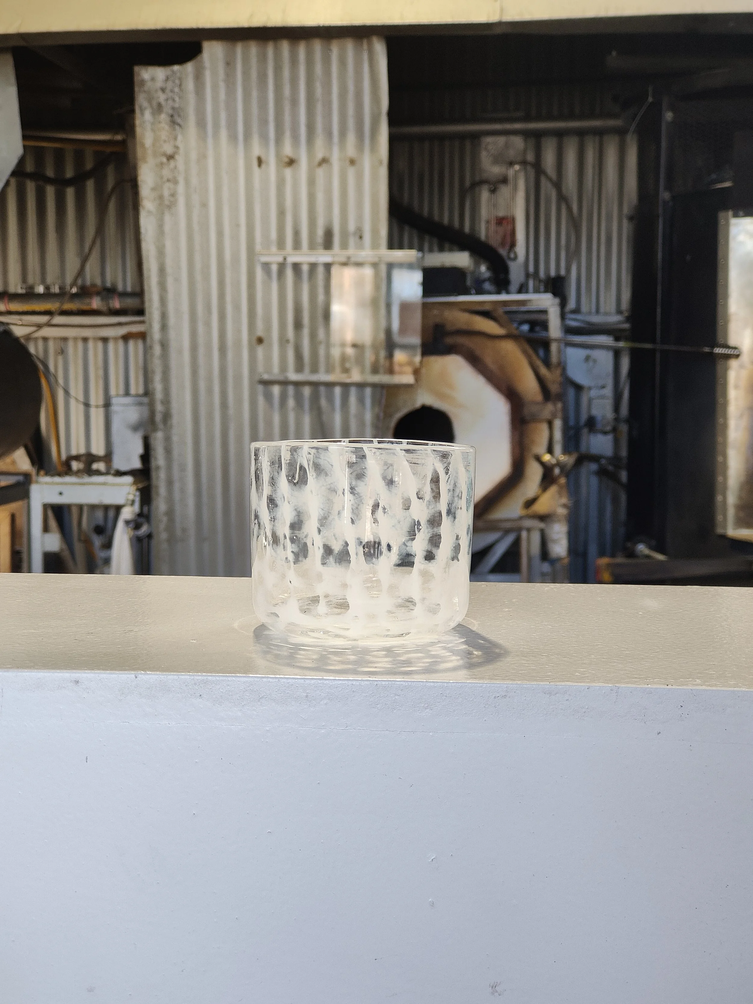 Short glass cloudy white