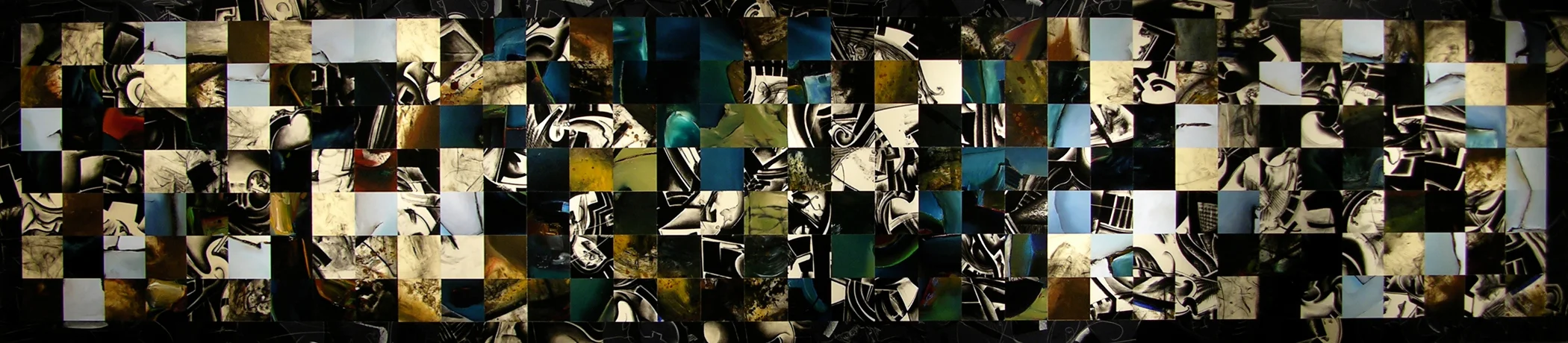   Diatonos , 2015 Charcoal/oil/wax on panel 47" x 215" 