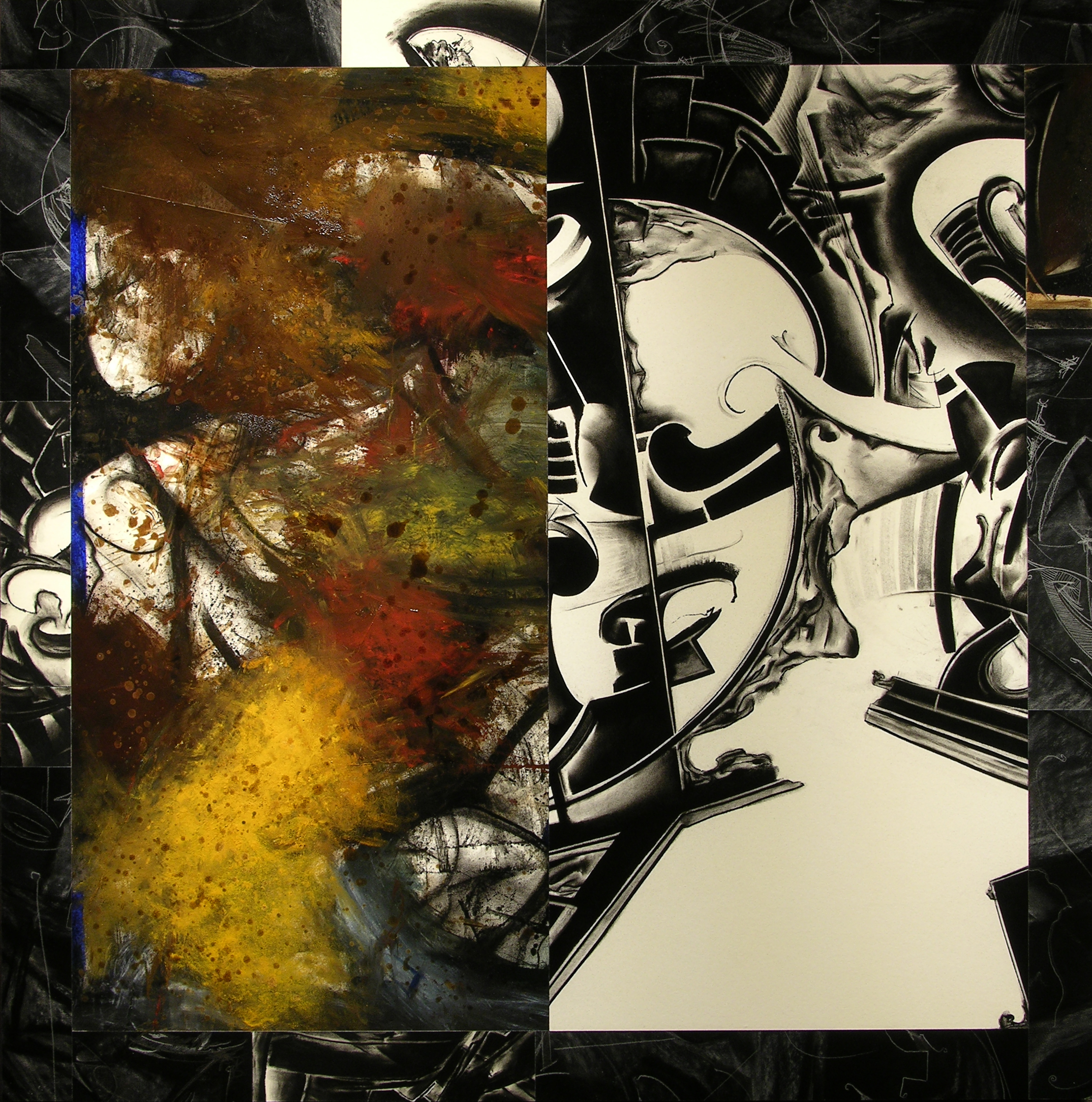   Traction , 2012 Charcoal/oil/wax on panel 55" x 54" 