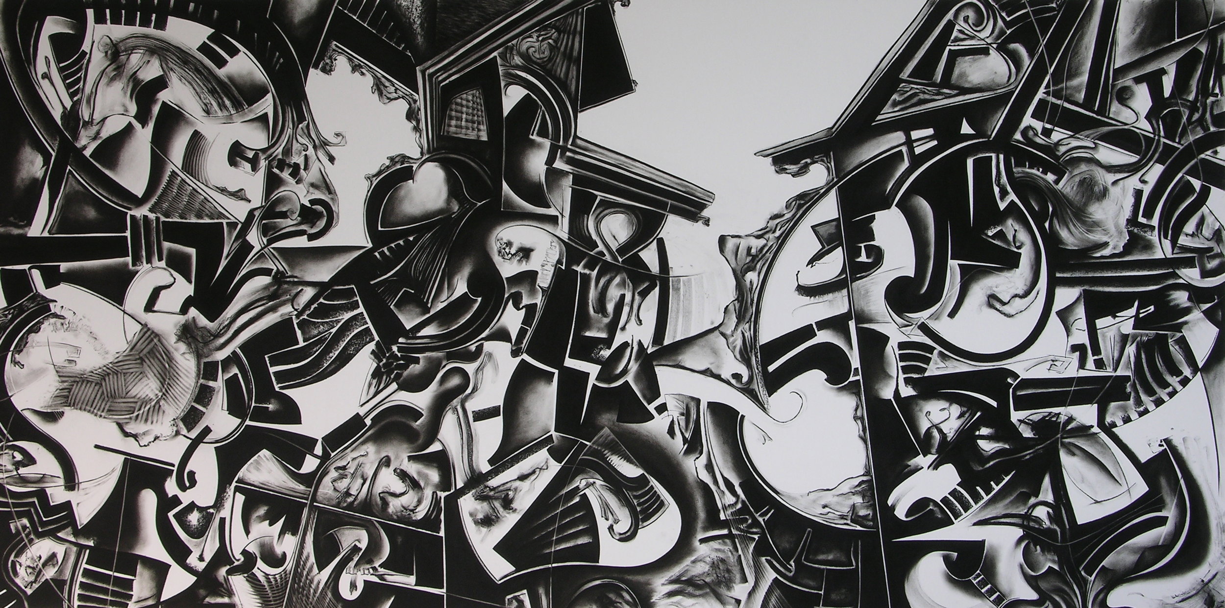   The Town , 2011 Charcoal on paper 48" x 96" NFS 