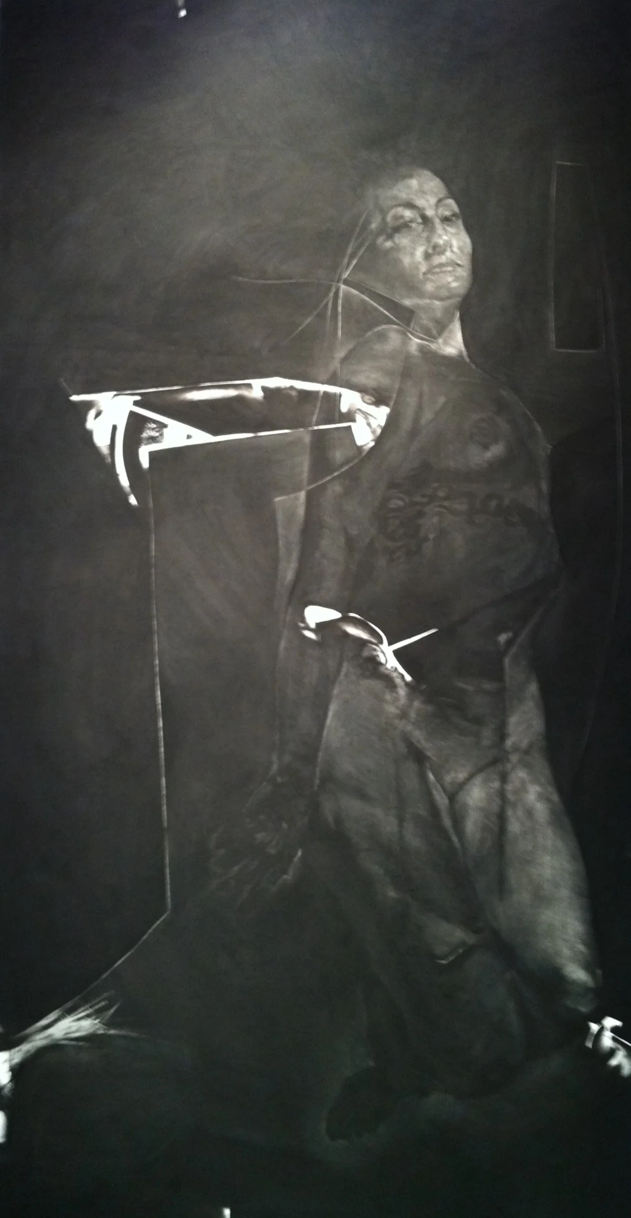   Ivory Black , 2011 Charcoal on paper 92" x 47" 