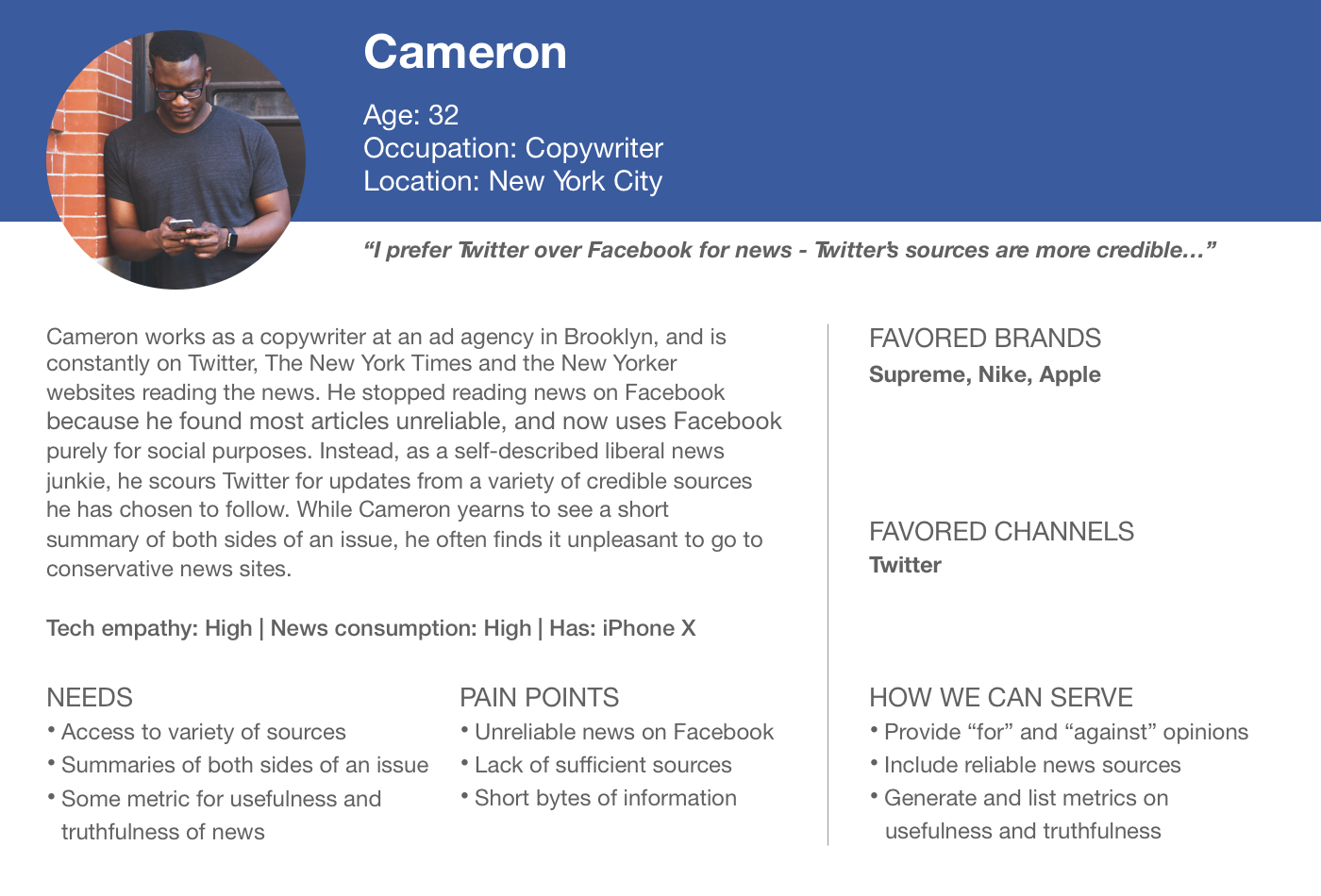 Secondary Persona: Cameron