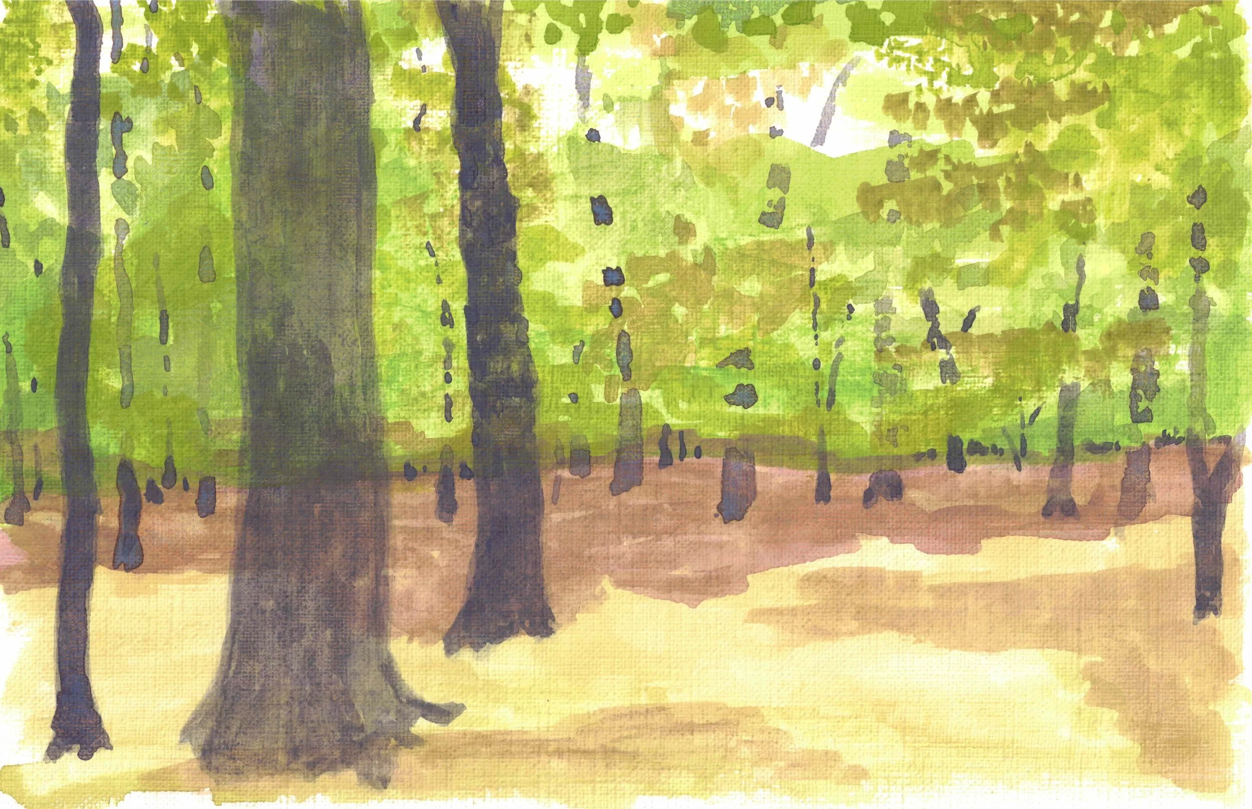 Gunks Trees, 2025, gouache on canvas paper, 5.5x8.5 inches.jpeg