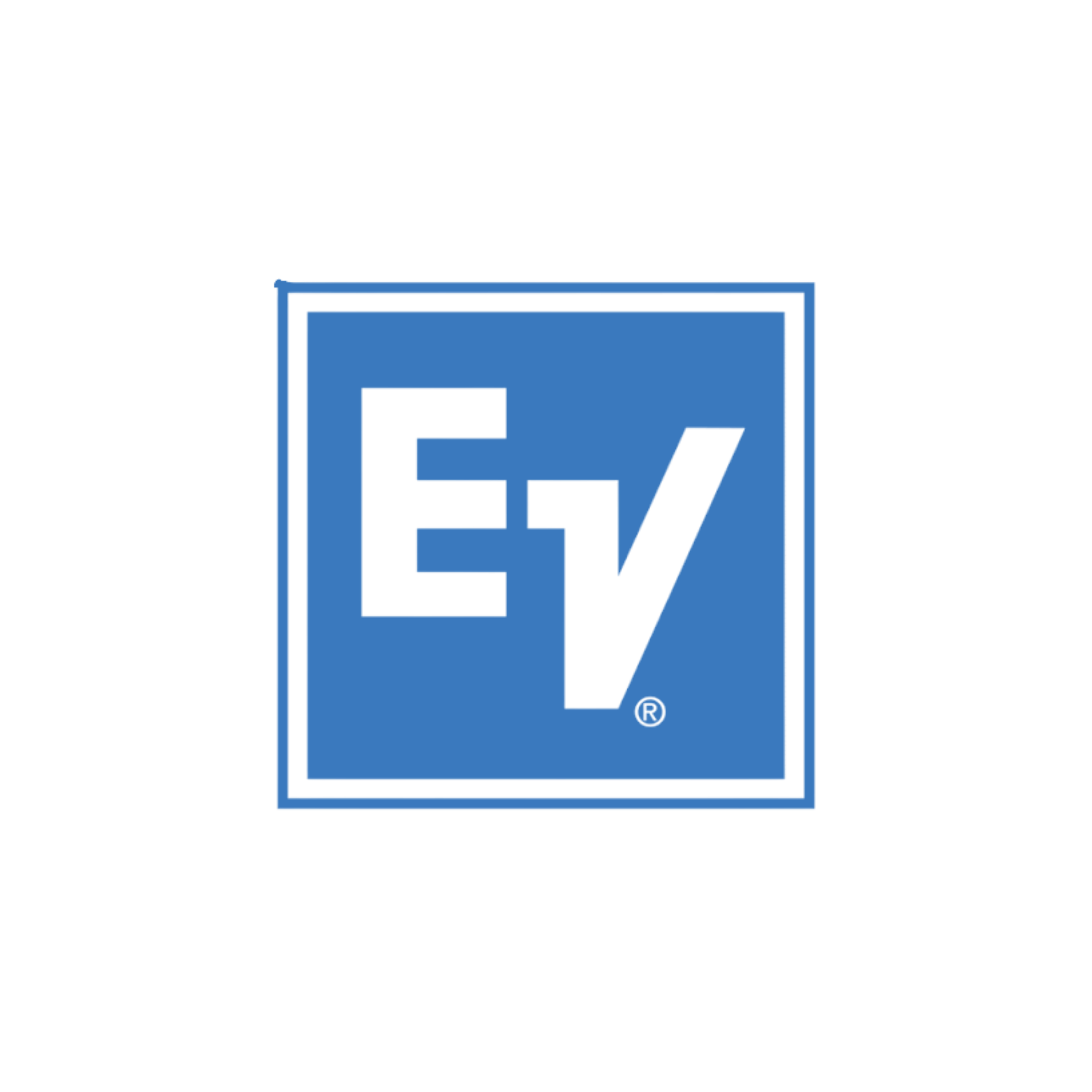 The image features a retro-style representation of an old television set in blue, displaying a black 'E' shape and a '7' shape on its screen.