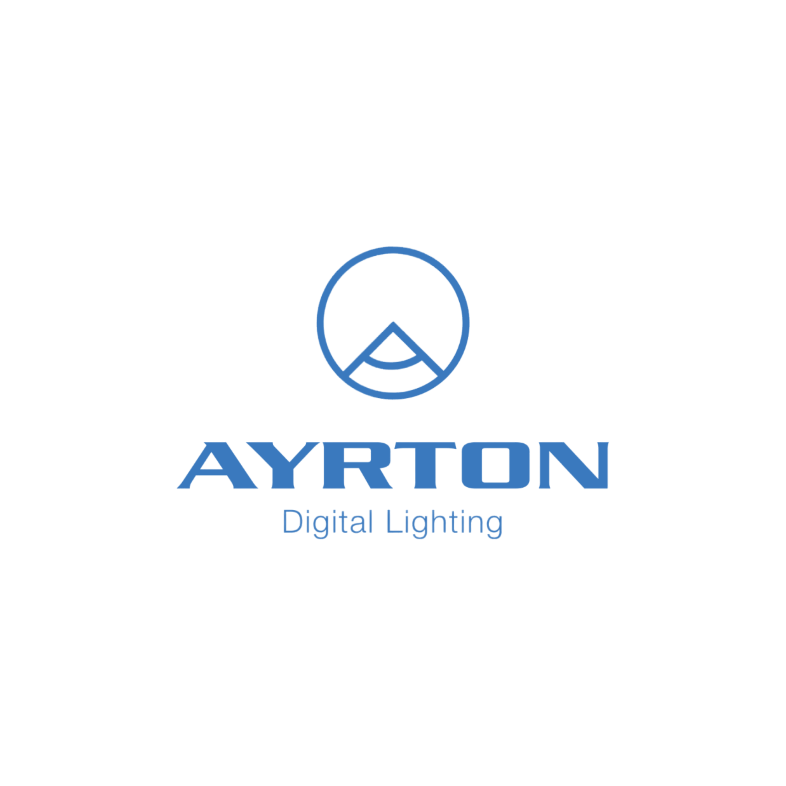 Black and blue logo for Ayreton Digital Lighting with a stylized letter A and text