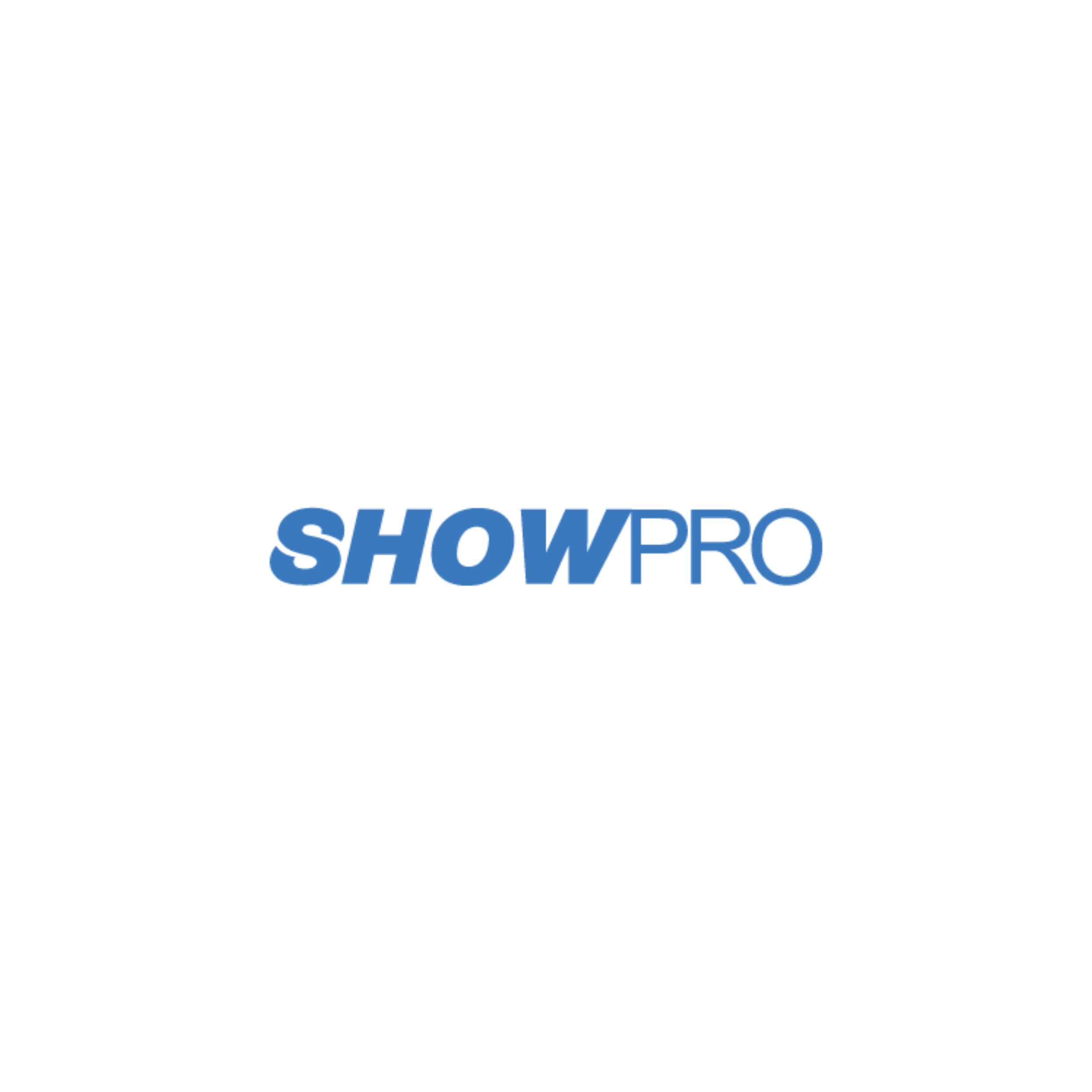 A logo with the word 'SHOWPRO' in blue, placed on a transparent background.
