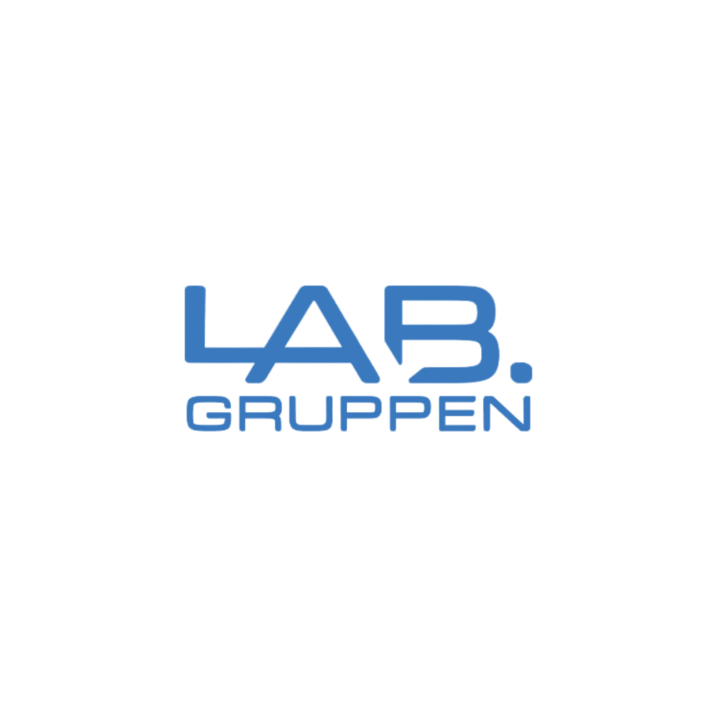 Blue and dark blue neon sign displays the words 'LAB GROUPEN' with a stylized 'LAB' logo above.