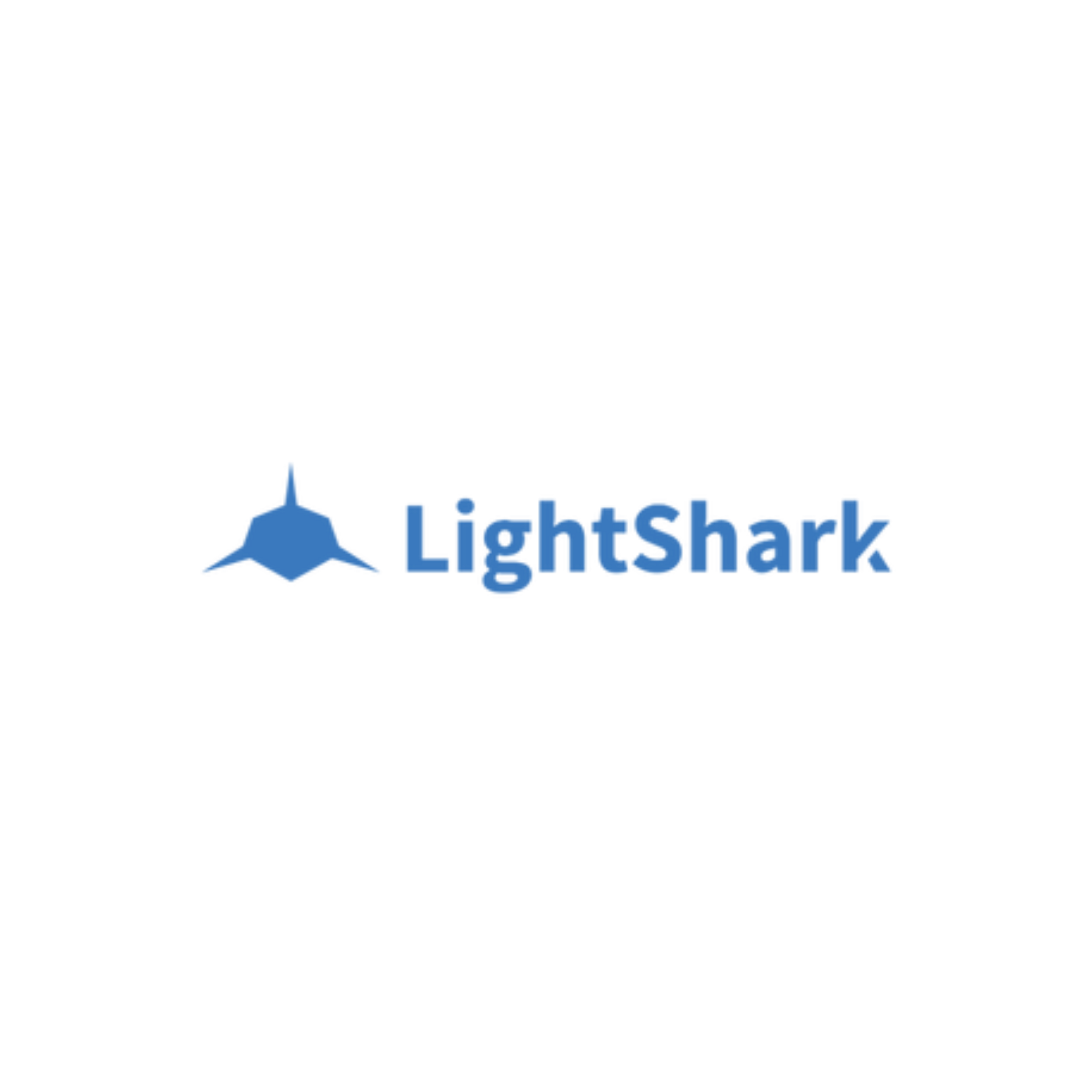 LightShark logo in blue with a shark fin icon above the text LightShark
