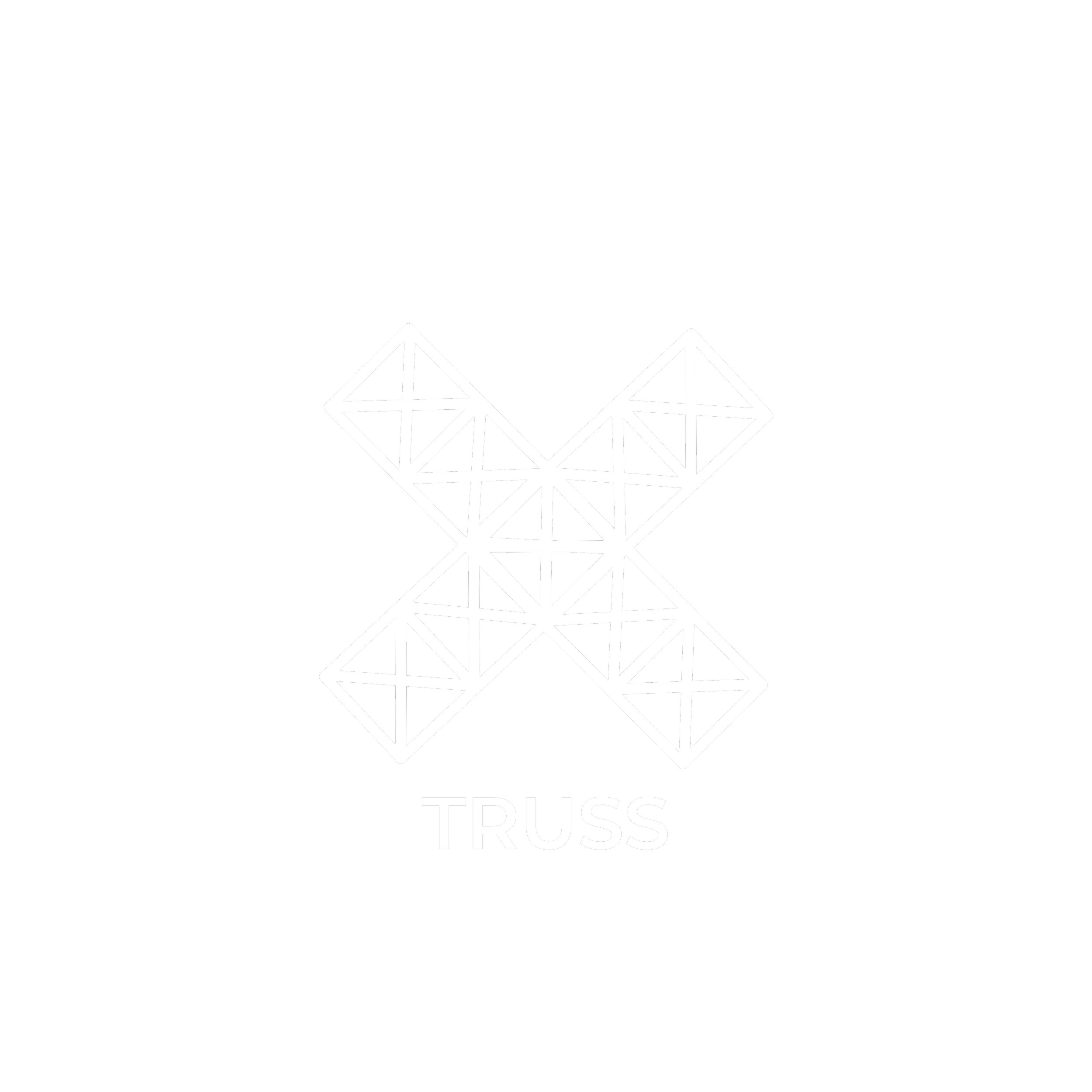 Black background with a white geometric illustration of a truss bridge and the word "TRUSS" written below.