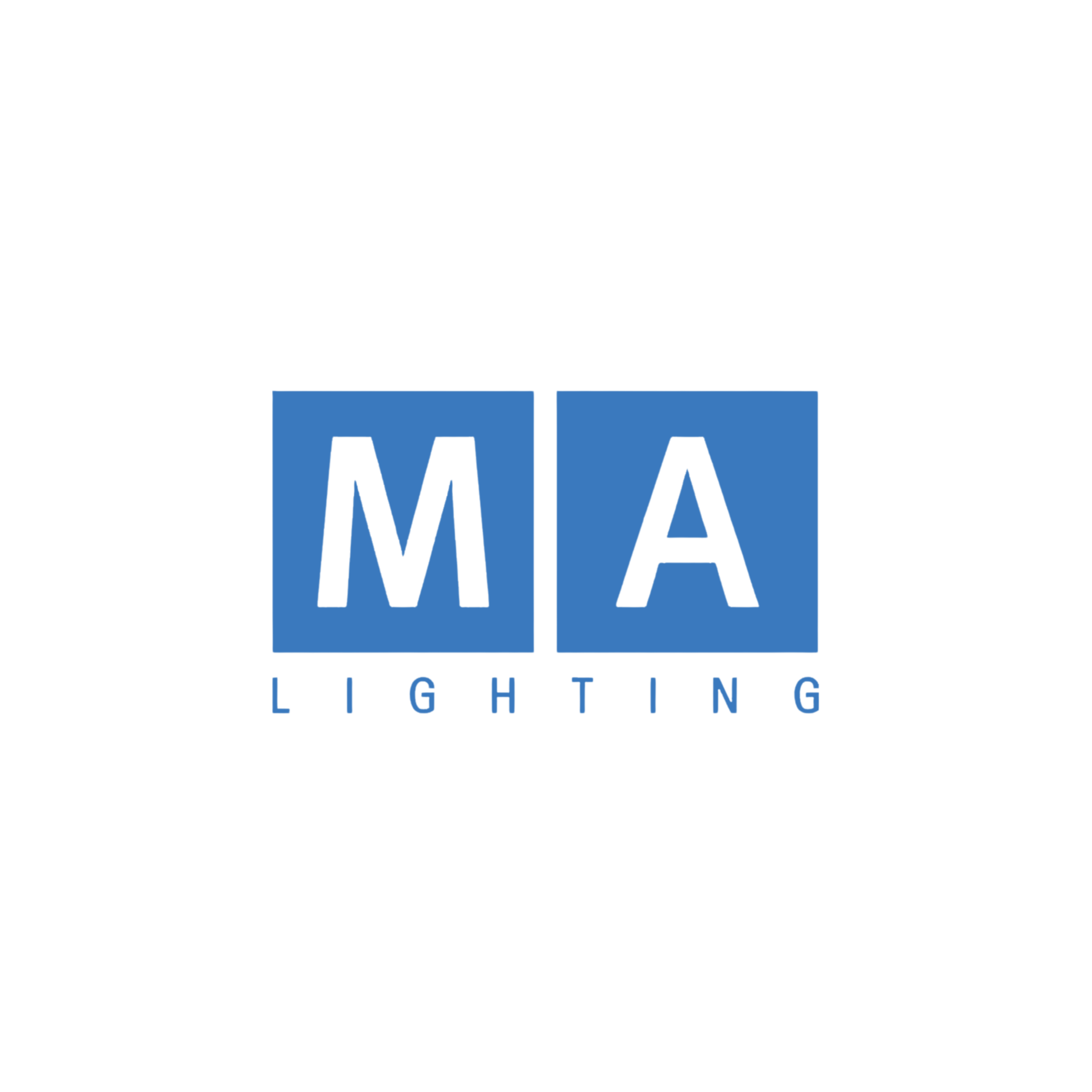 Black background with the logo of MMA Lighting, featuring a blue square with black letters 'MMA' and the word 'Lighting' below.