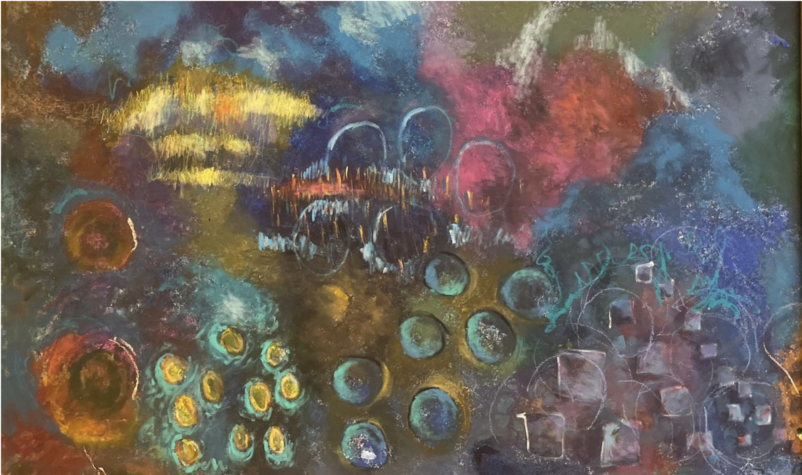 Reflections in Harmony I, 2022, 45.28 × 68.90 inches, Mixed media on cotton paper and canvas