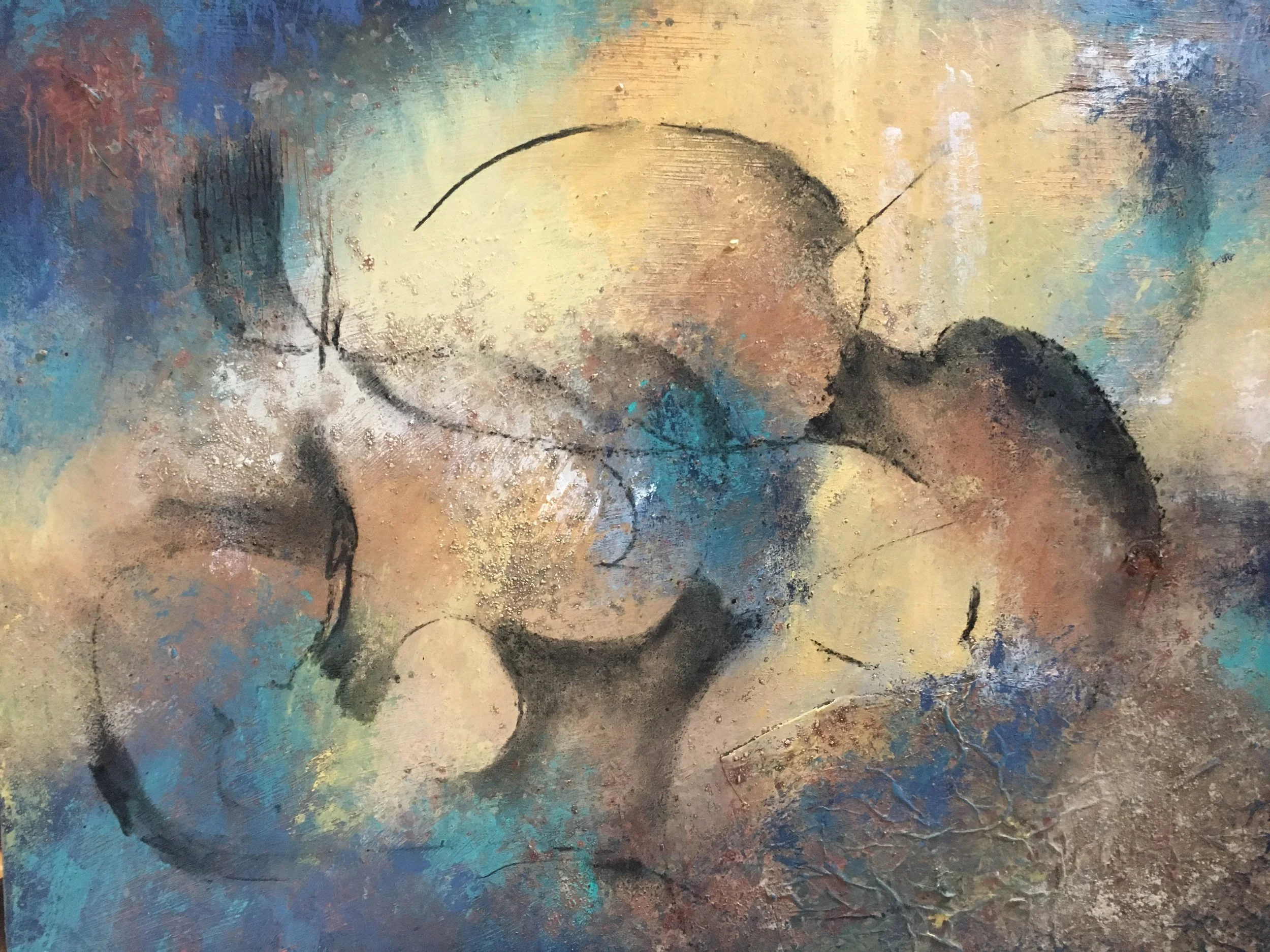 Ancestors, 16in x 14 in, Mixed media