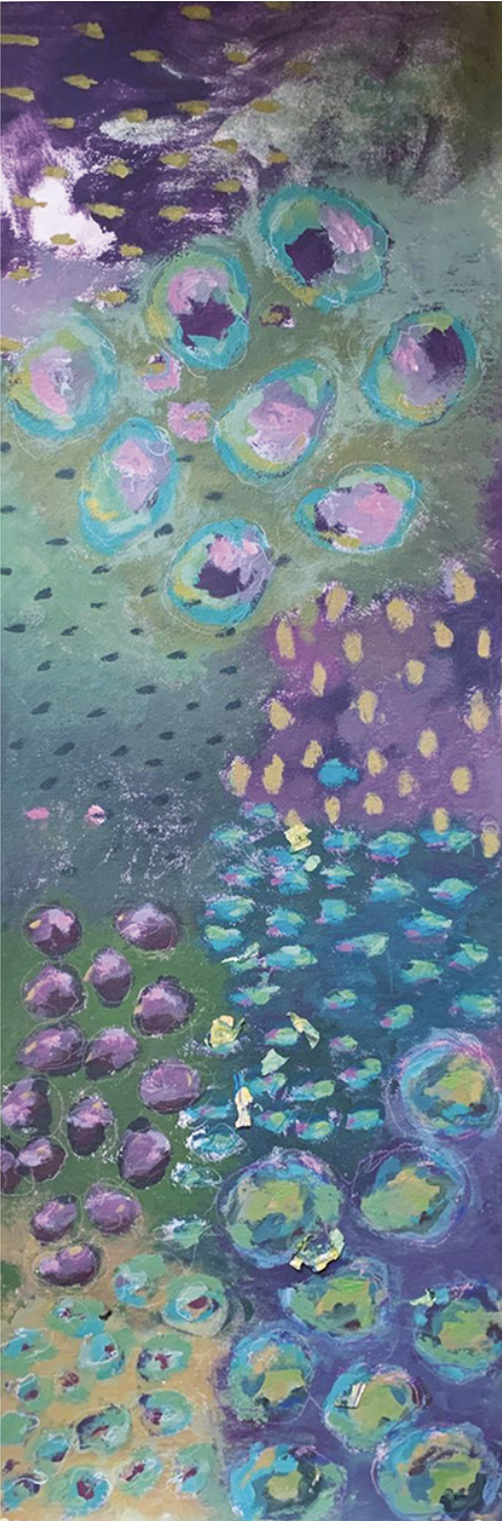 Reflections in Harmony IV, 2025, 59.06 × 19.69 inches, Mixed media on cotton paper and canvas