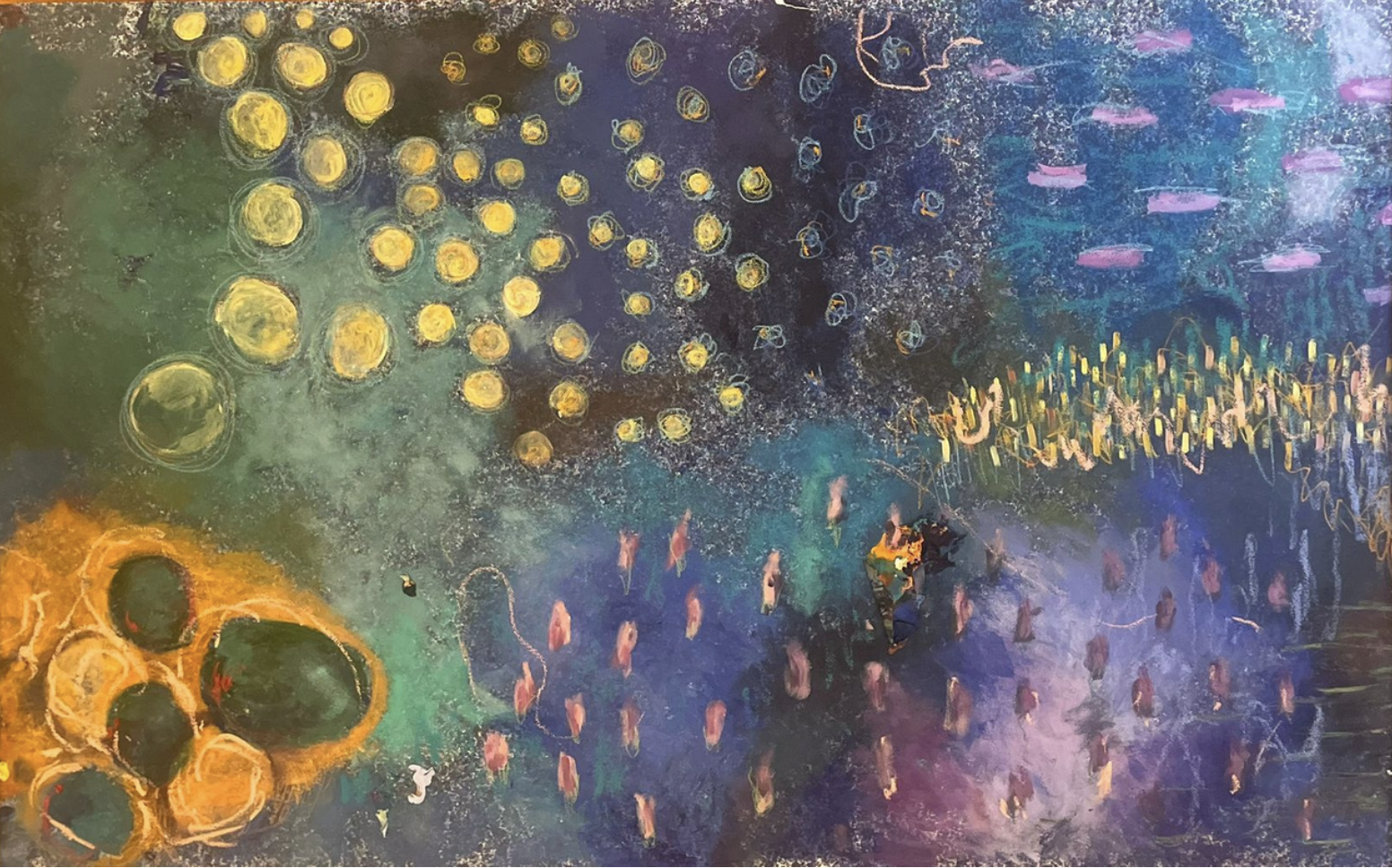 Reflections in Harmony II, 2022, 45.28 × 68.90 inches, Mixed media on cotton paper and canvas