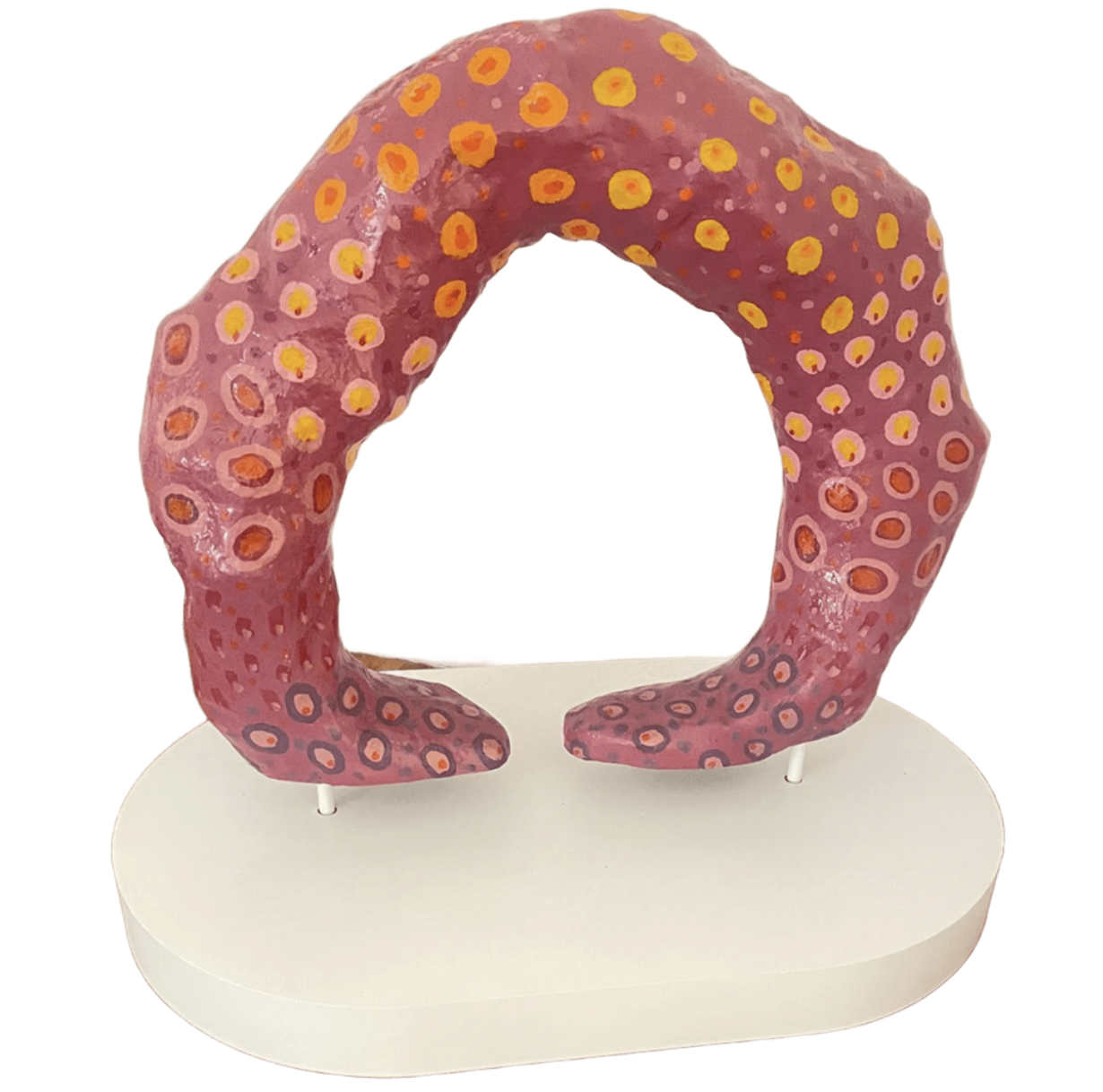 Claudendo, 2024, 31.50 × 9.84 × 35.43 inches, Fiberglass with wooden base. Wooden base: 43.31 × 27.56 × 3.94 inches