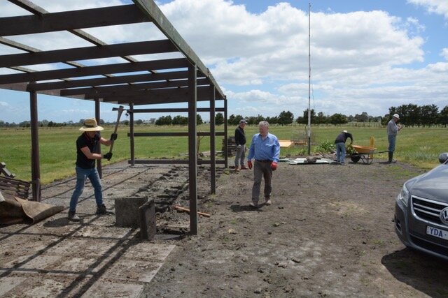  5/11  Angelo swings away and removes 50 X 30kg concrete blocks with help from Rob B 