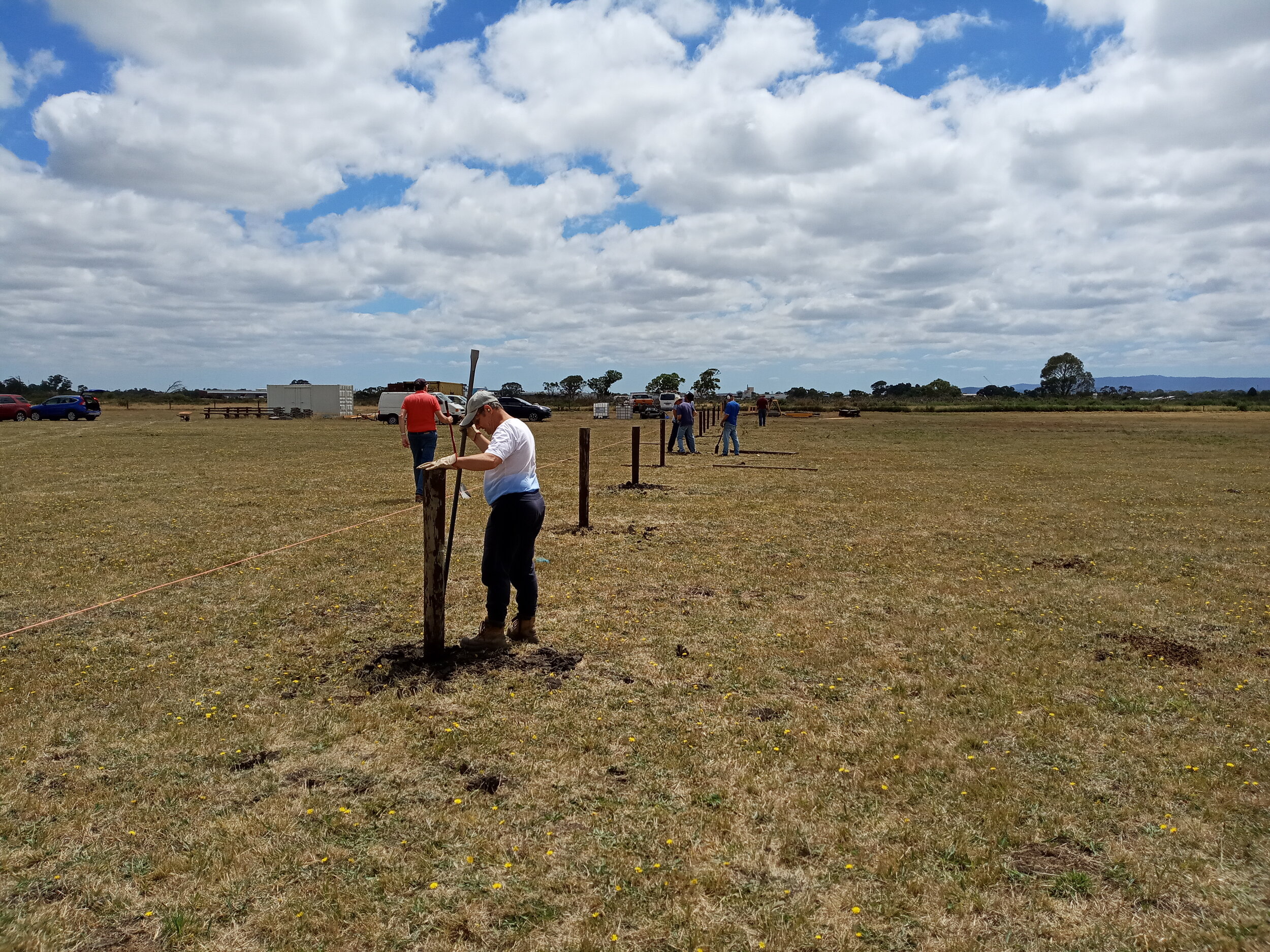  31/1  Working Bee to put in all the posts needed for the North South fence to keep the cattle off our future runways.   A hard day’s work but very successful 