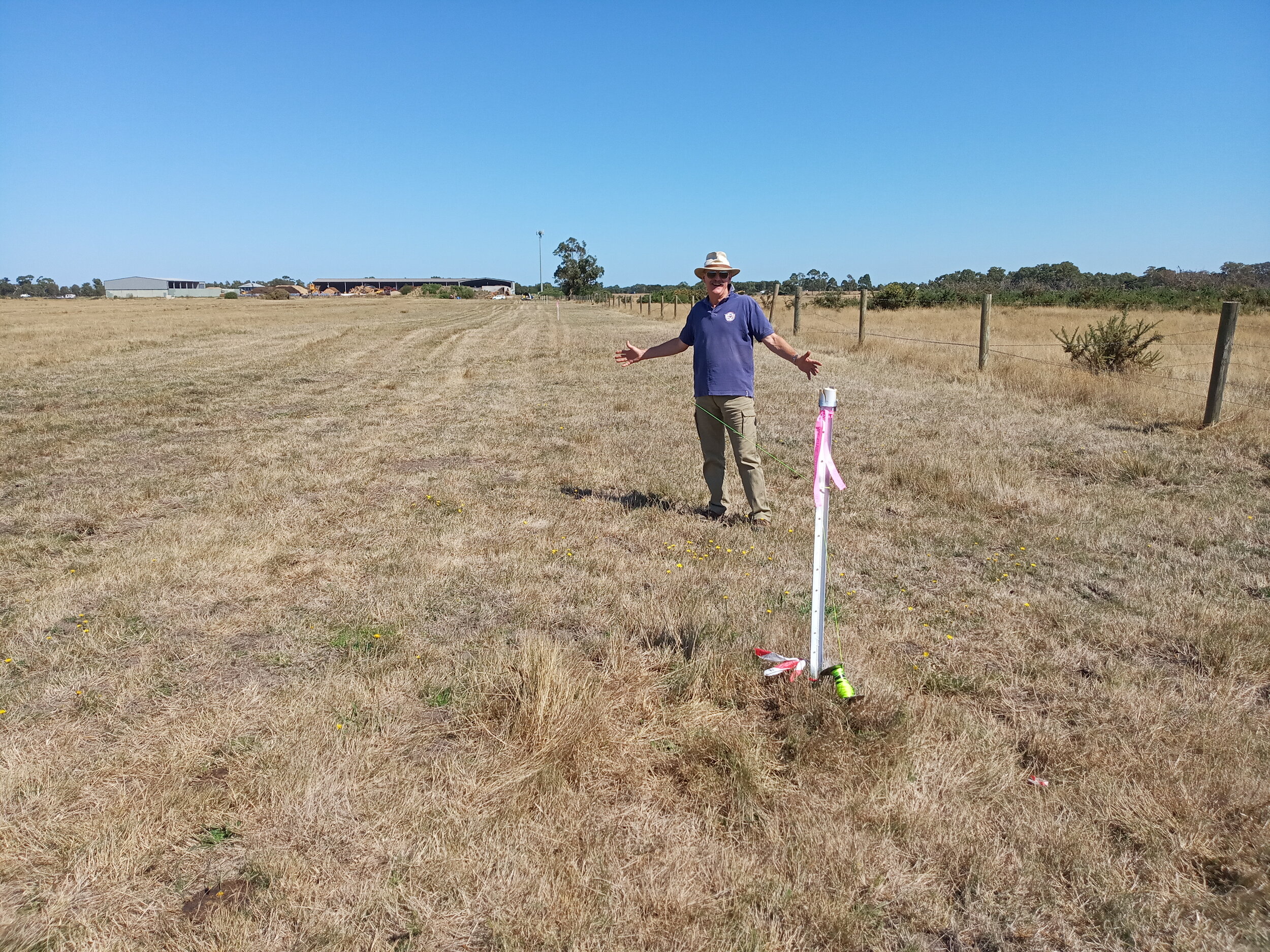  18/2  David W checks out Civilmech’s string line marking the north side of the new road 