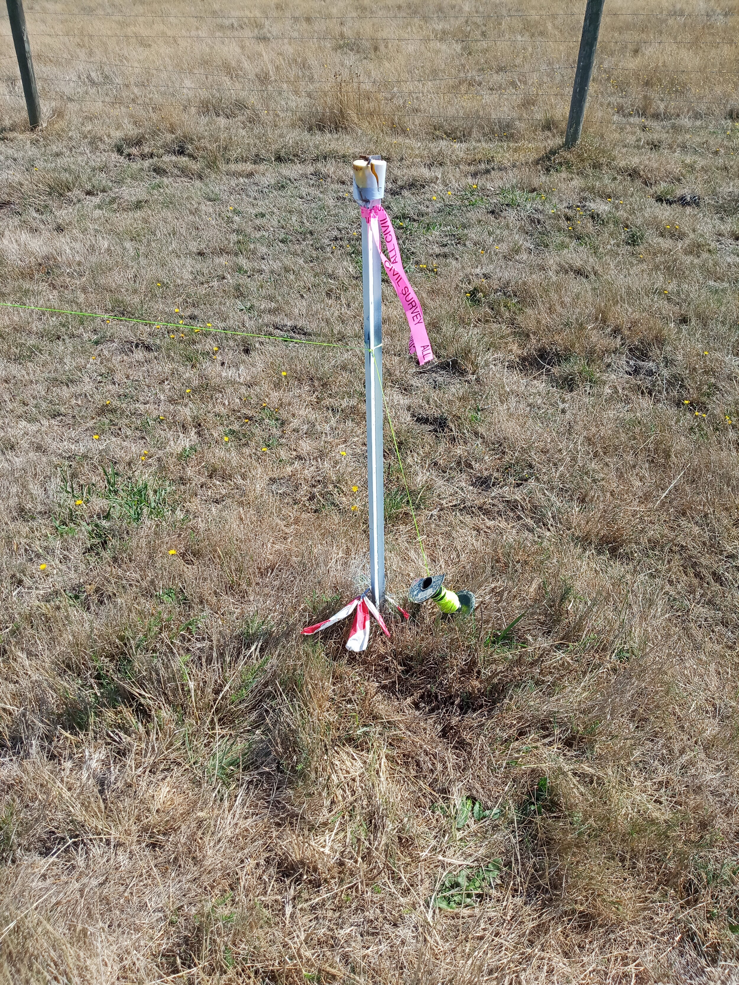  18/2  Pink stake marking the 2nd wet areas requiring geofabric over poly pipe 