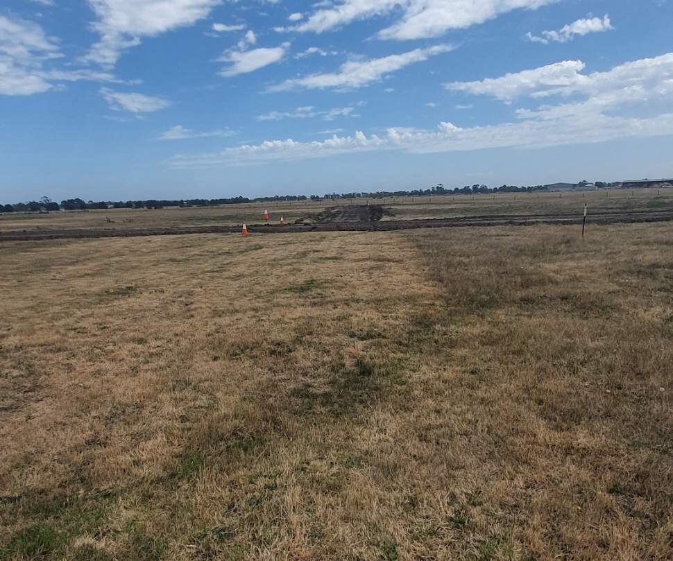  20/2  Looking west down the EW runway to the cross and the NS runway 