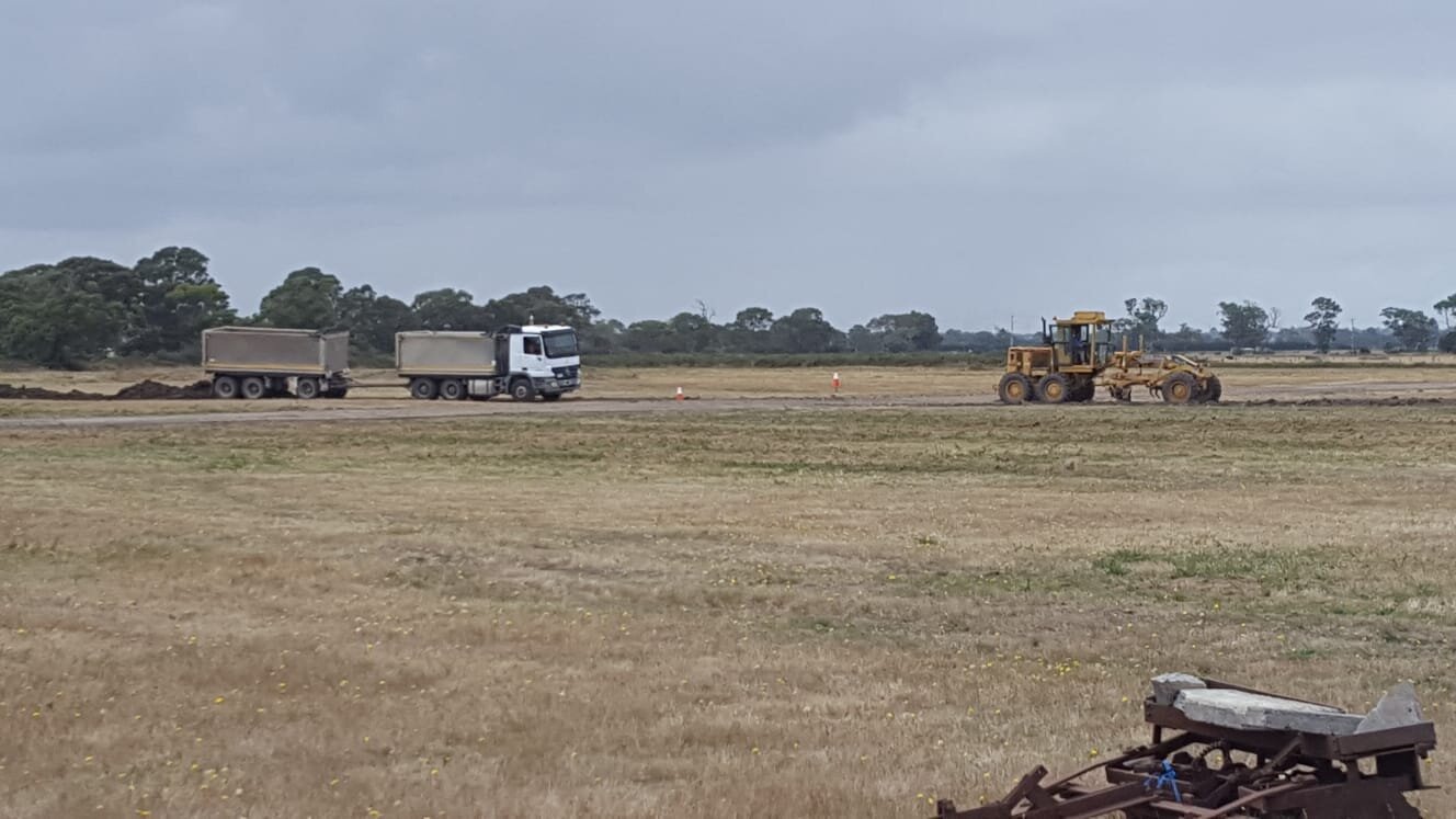  22/2  Civilmech bring in soil and grade it to level our new runways  