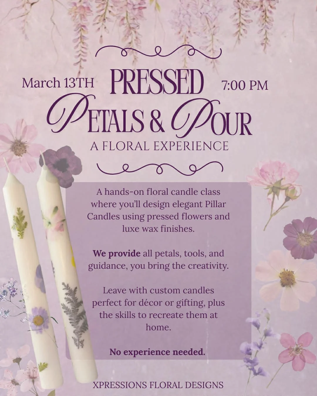 Pressed Petals & Pour Candle class