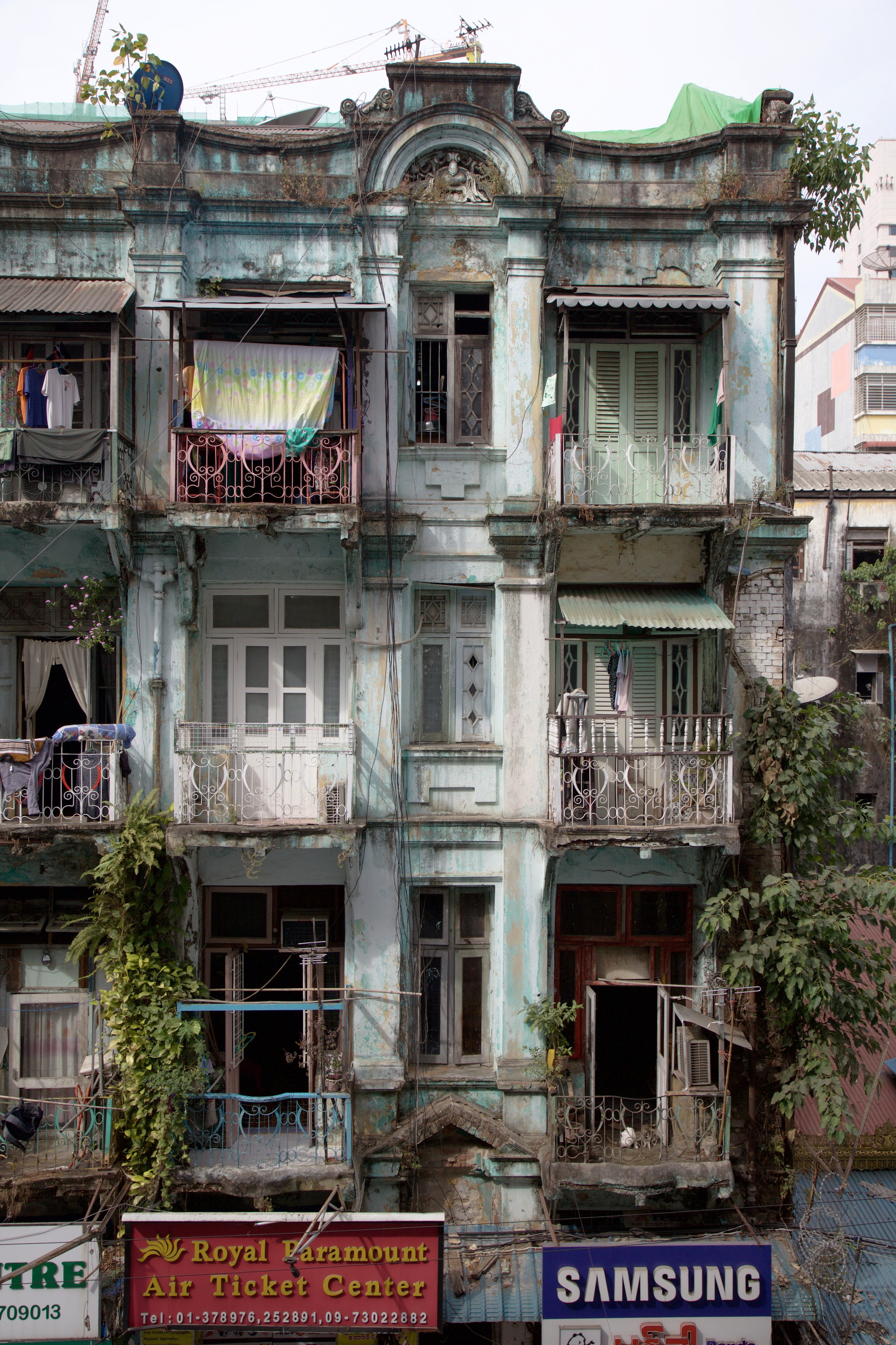  A crumbling building, Bar Street, downtown Yangon 