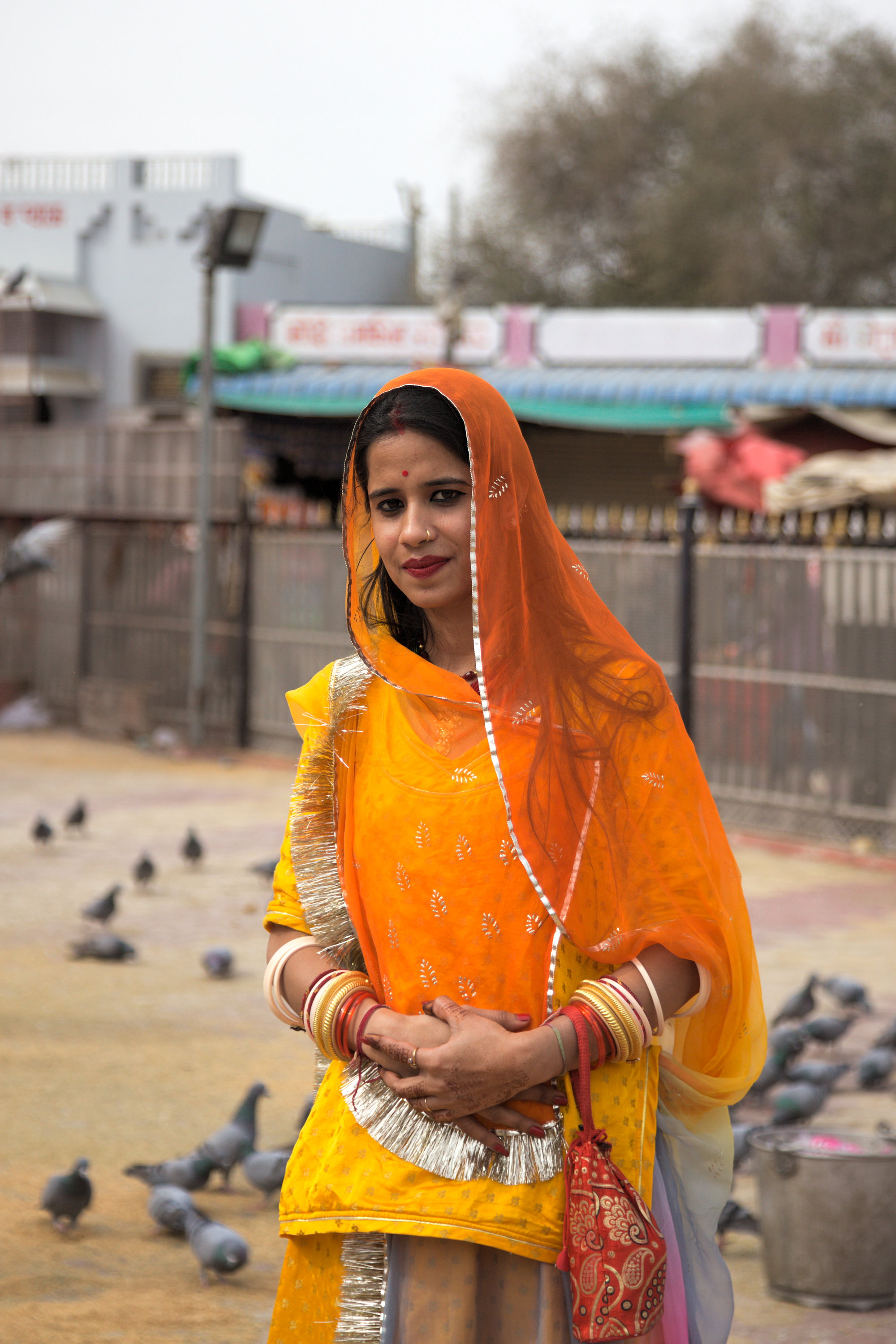 A beautiful lady outside the Karni Mata temple in Bikaner, Rajasthan