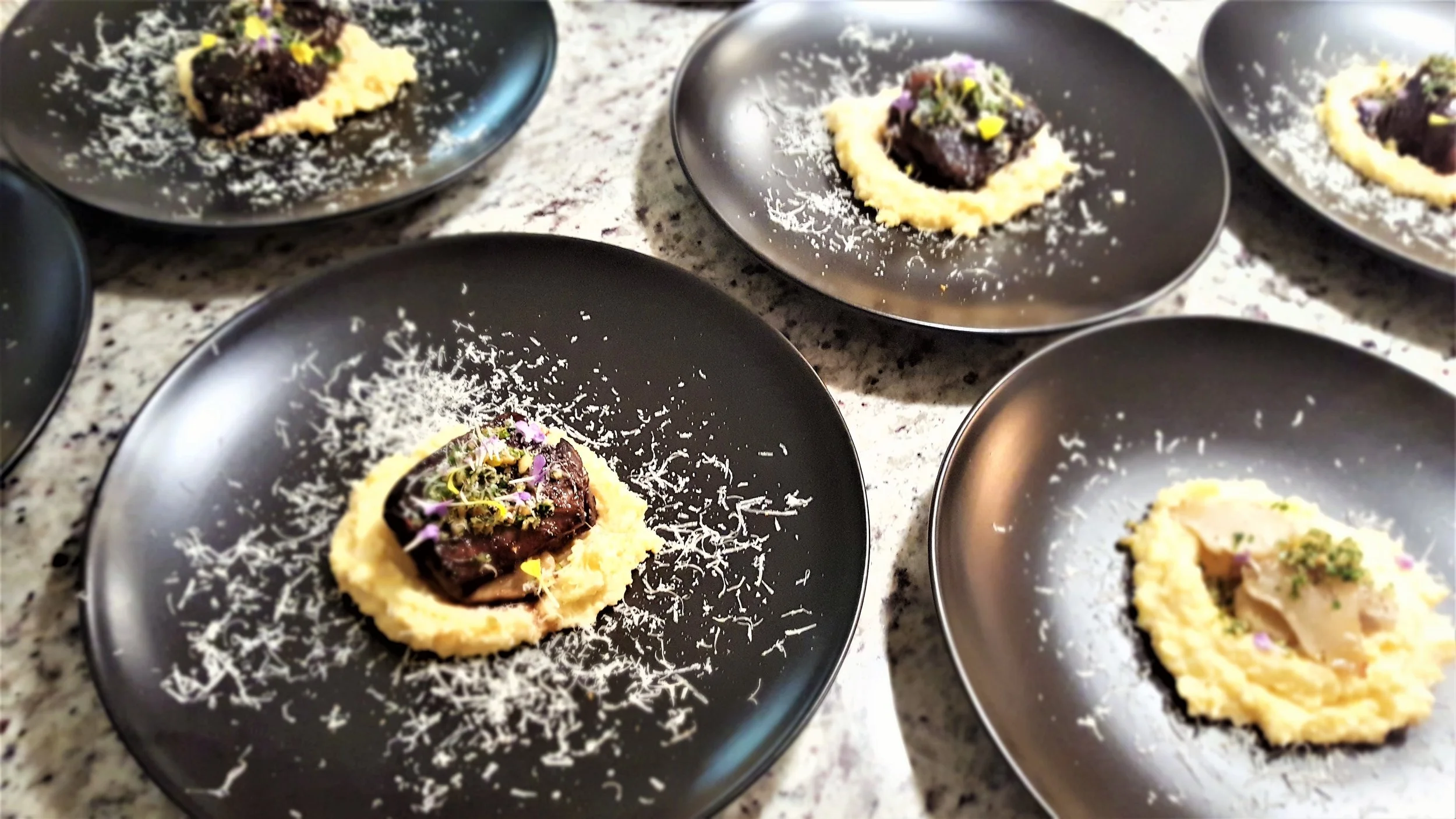 Braised Lamb Shank polenta, roasted sunchokes, sweet balsamic, hazelnut gremolata