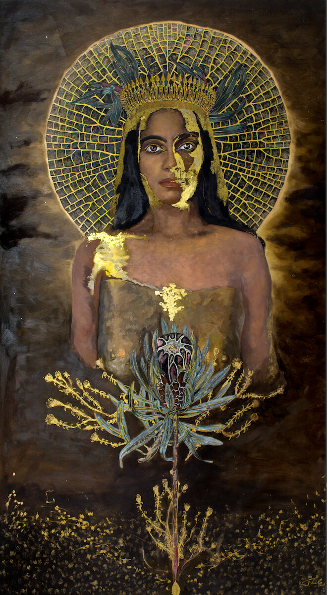 Shilo Shiv Suleman, Tenacious Seeds, Acrylic & oil on canvas, 61” x 34’’, 2021.jpg