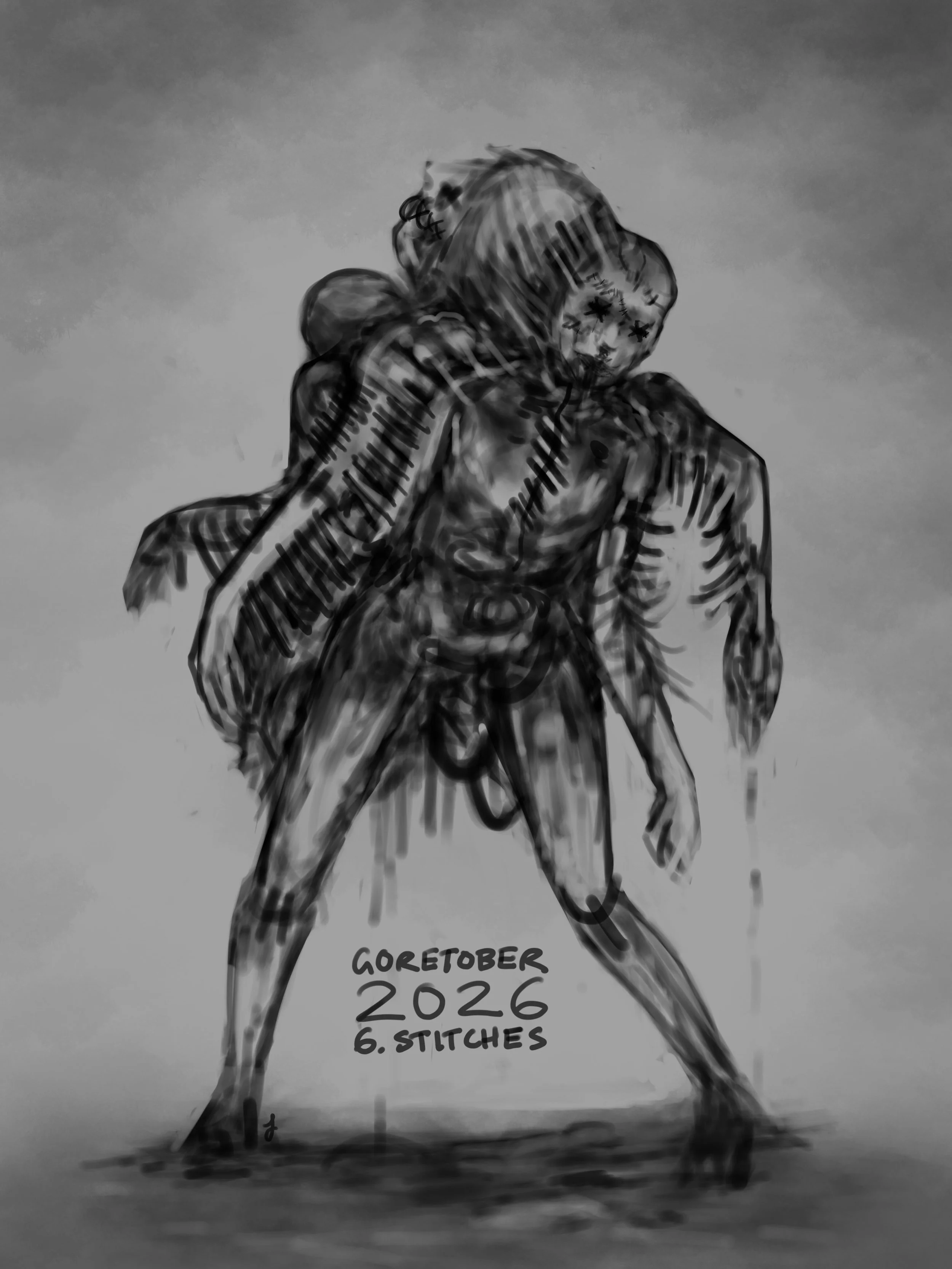 Goretober Day 6: Stitches

Drawn with Procreate ✍🏻
#xxanemiagoretober2026 #goretober2026 #horrorart