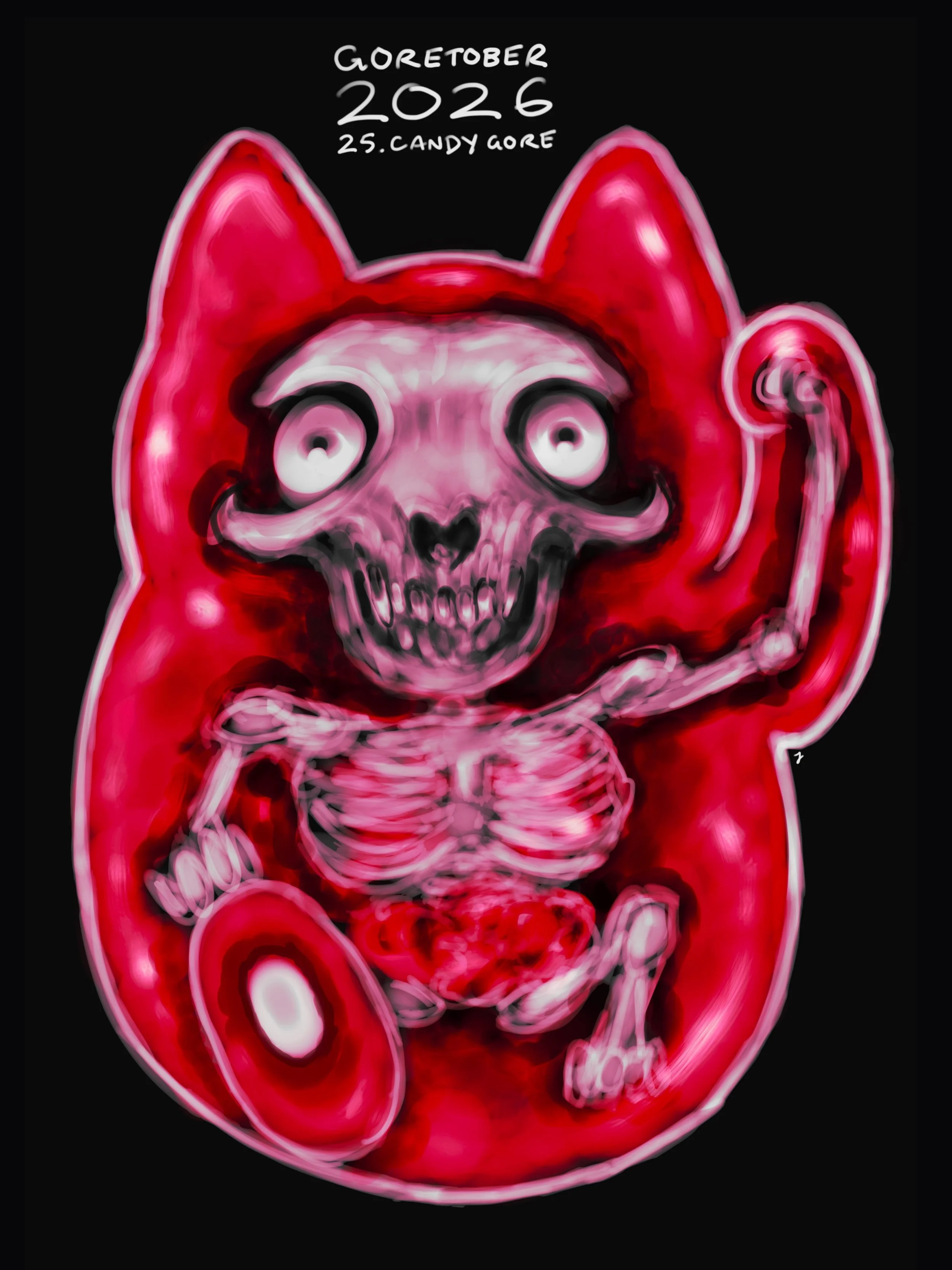Goretober Day 25: Candy Gore
Feelin&rsquo; lucky? 😼

Drawn with Procreate ✍🏻
#xxanemiagoretober2026 #goretober2026 #horrorart