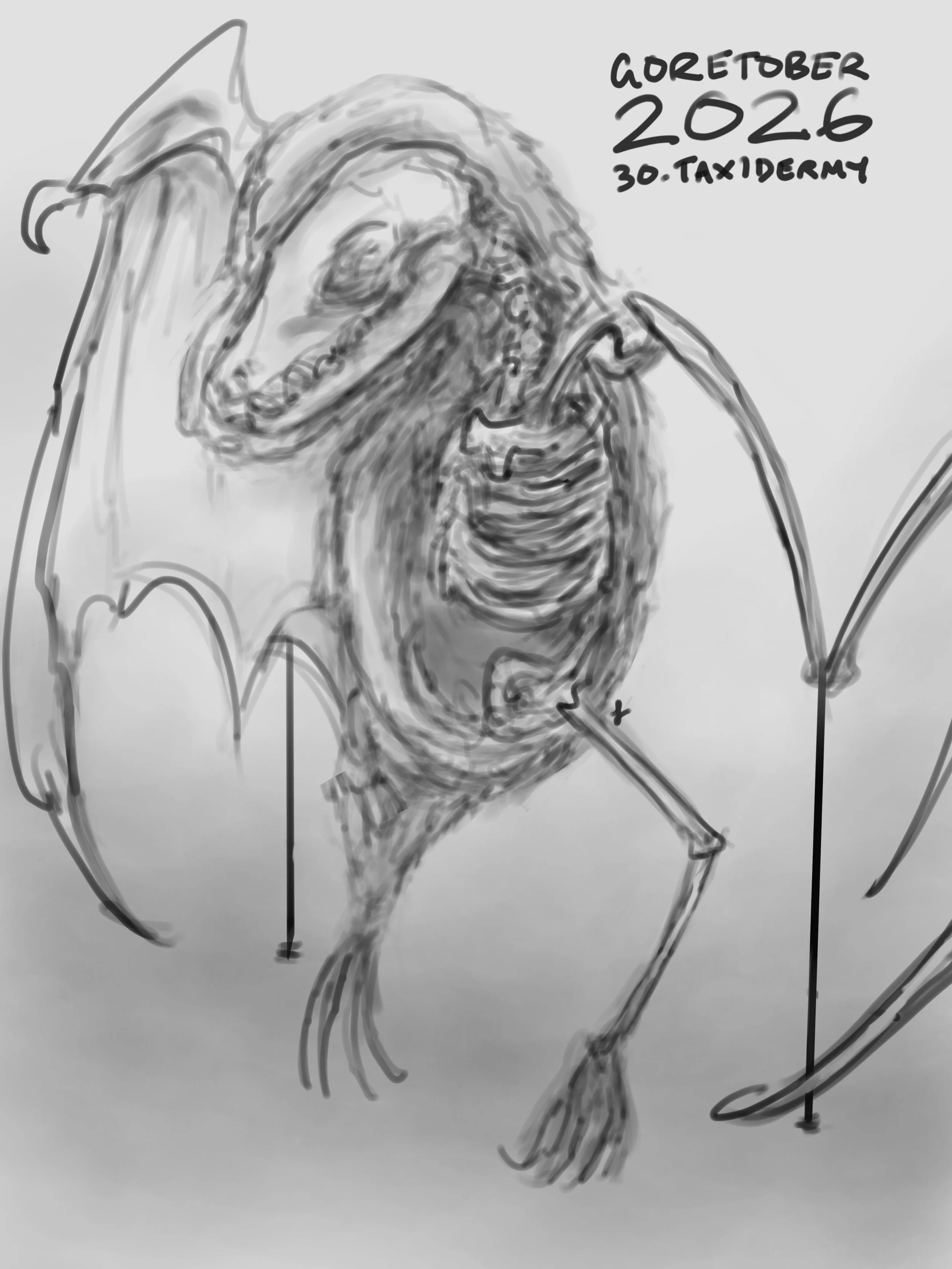 Goretober Day 30: Taxidermy 
🦇✨

Drawn with Procreate ✍🏻
#xxanemiagoretober2026 #goretober2026 #horrorart