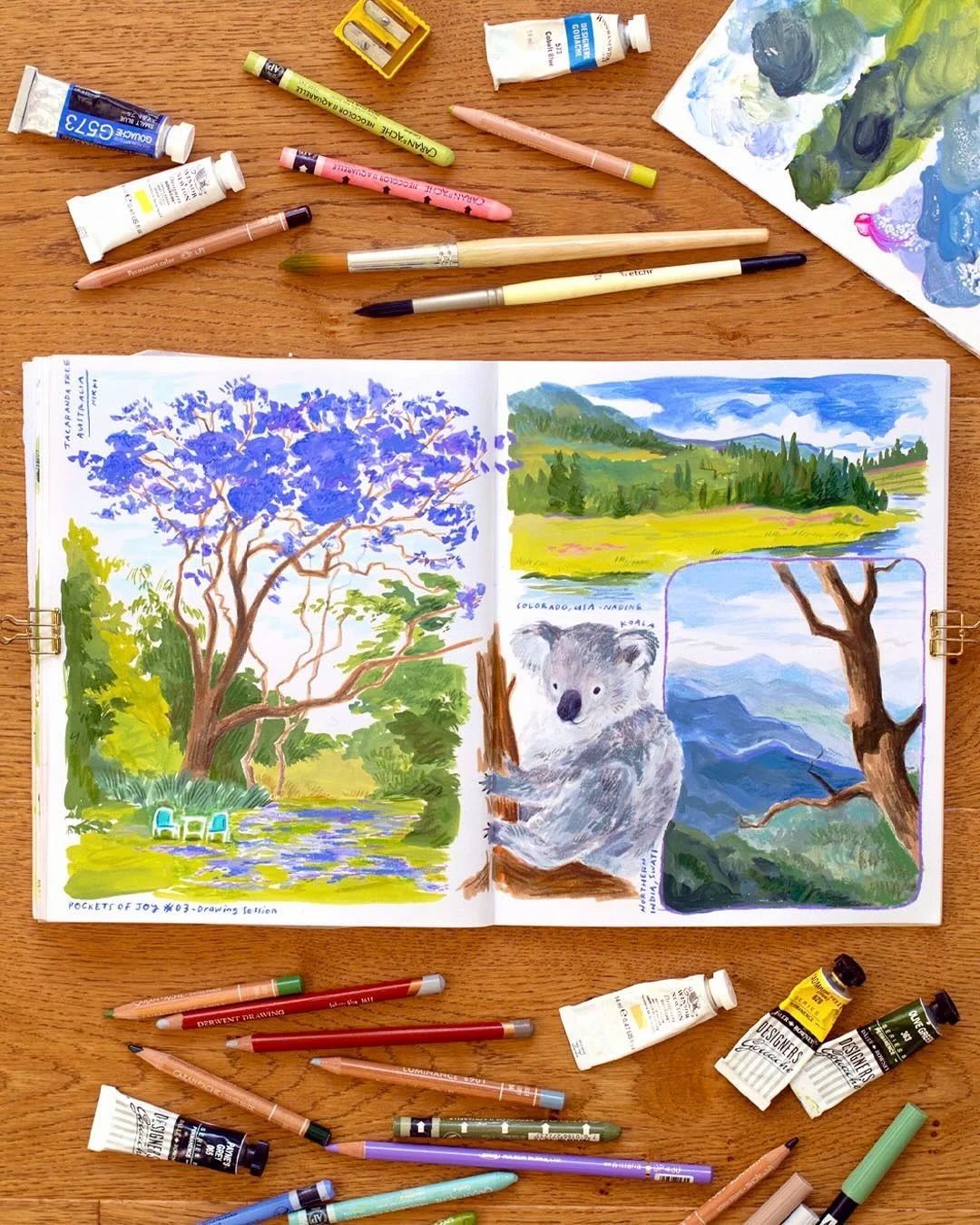 Our third drawing session for our Pockets of Joy theme this month and more beautiful images sent in by my patrons 💜 This time we had three beautiful landscapes and my first painting of a koala! 🐨
I’ve caught a cold 🤧 so this was a much need