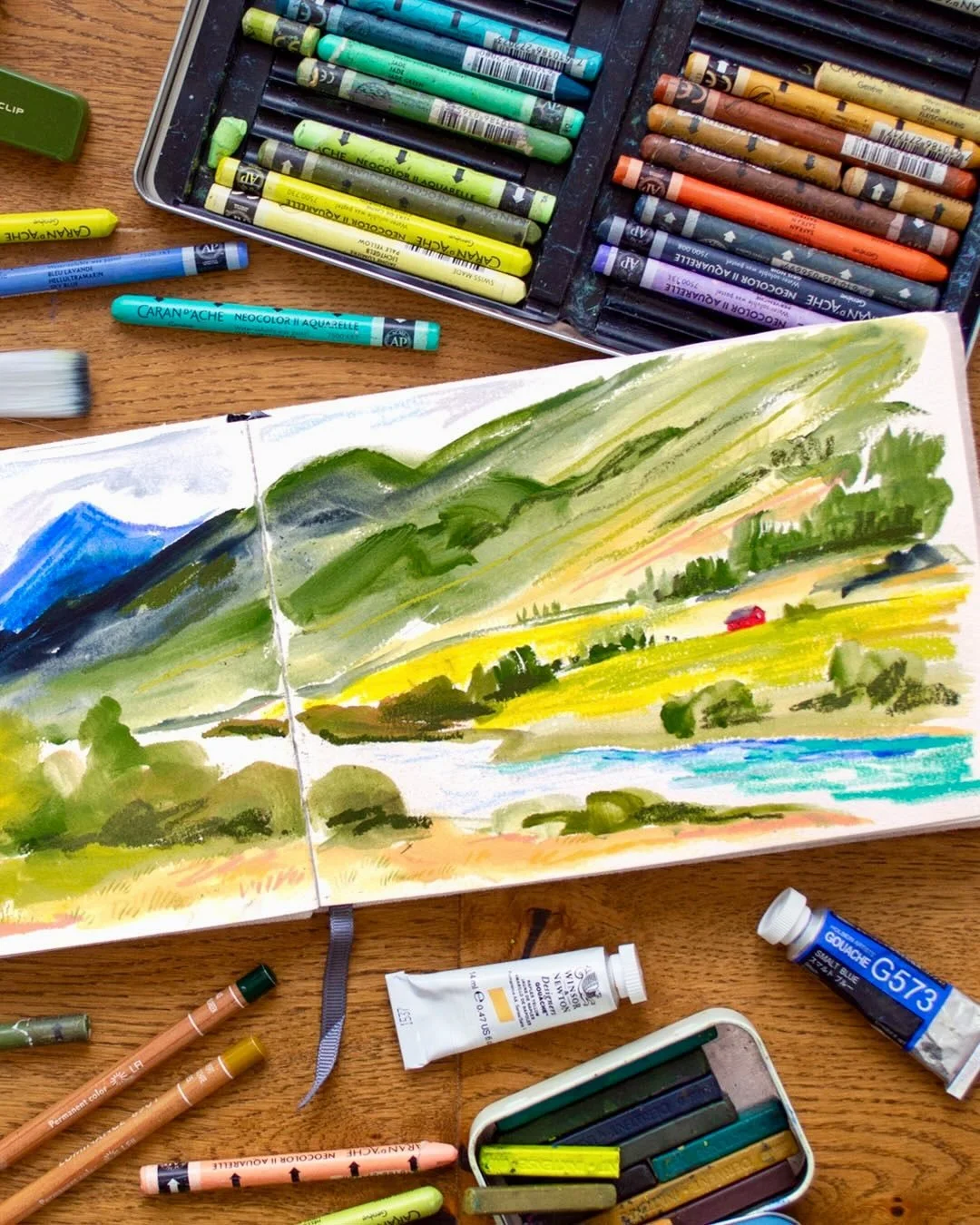 Yesterday I shared a tutorial over on my @patreon for painting these Norwegian landscapes with mixed media! Lots of layering with Unison pastels, coloured pencils and Neocolors, but two different wet media bases - acrylic markers and gouache!

I&rsqu