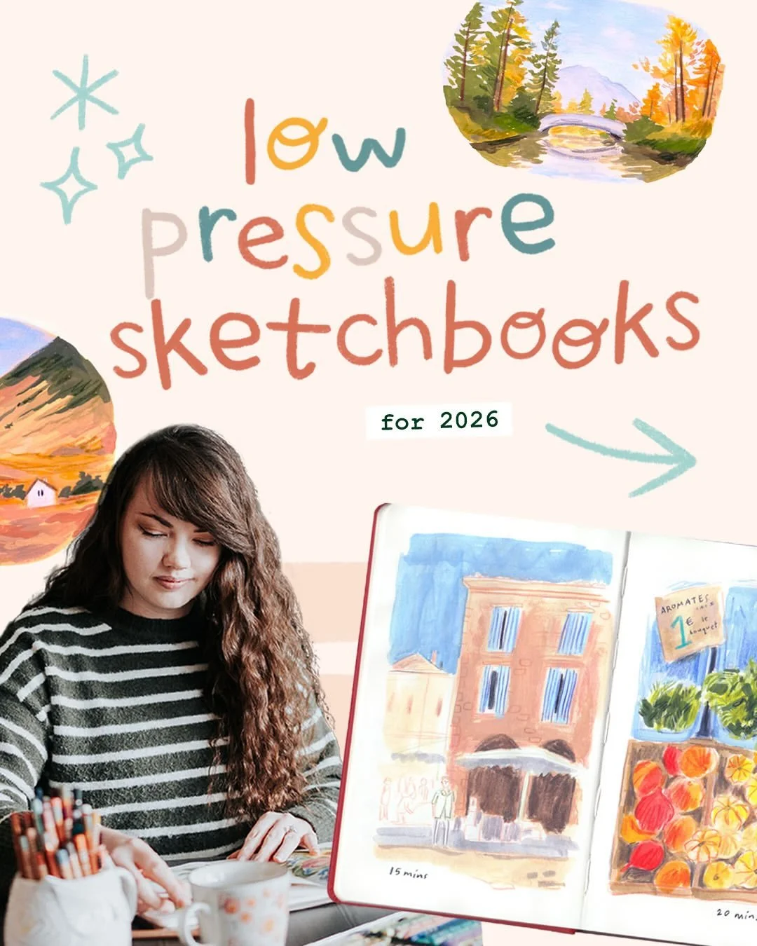 We all feel a bit guilty about our sketchbook practice sometimes&hellip; but a sketchbook habit *can* be joyful, not stressful or ridden with guilt! 💛

So here are 3 ways to make your sketchbook habit joyful in 2026:

✨ Redefine what art can be. Swa