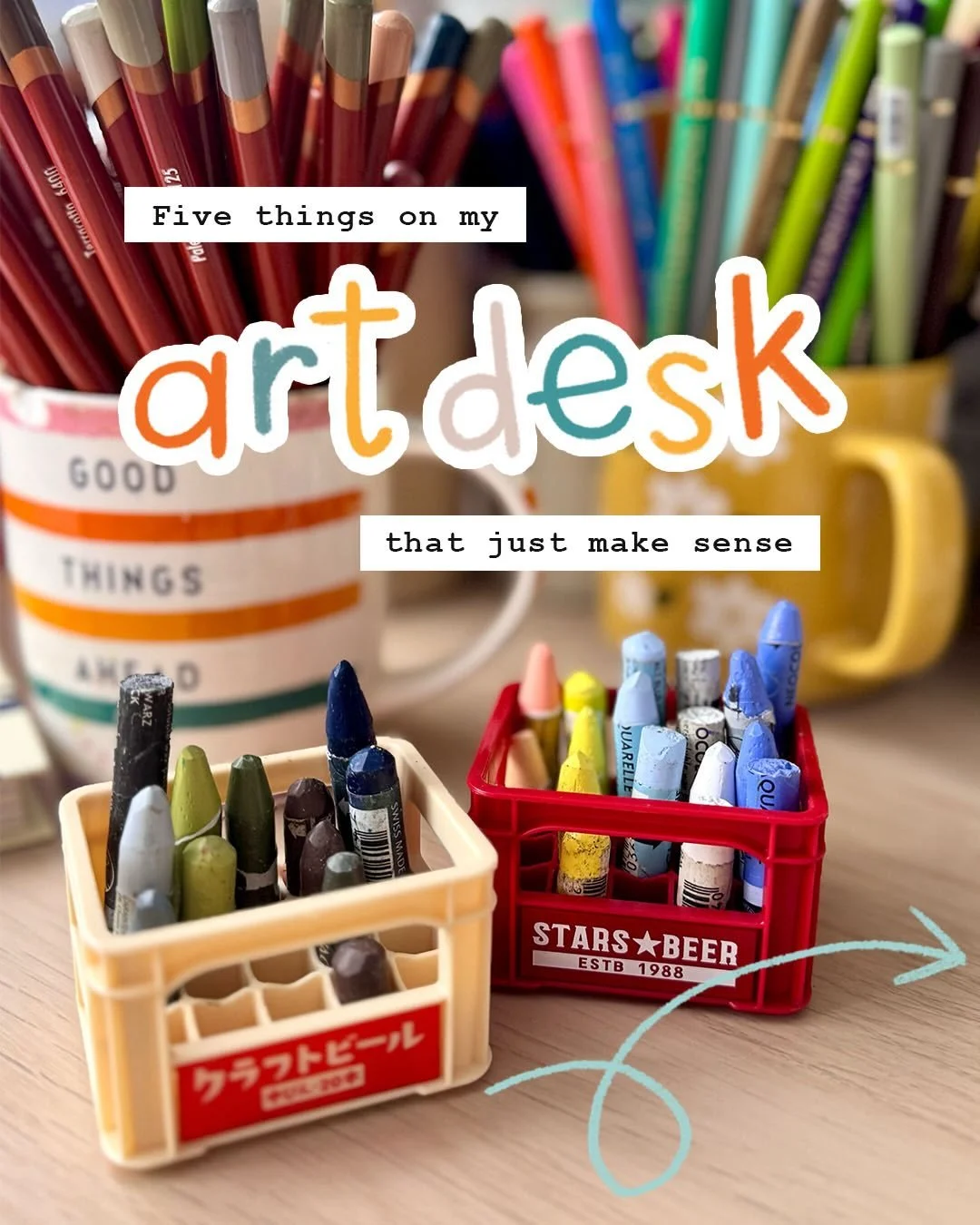 You guys went wild for these tiny crates when I shred them on stories 🤣 So they needed a home on the grid, alongside some of my other art desk favourites!

I like to have a lot of things out because then I&rsquo;m more likely to use them (compared t