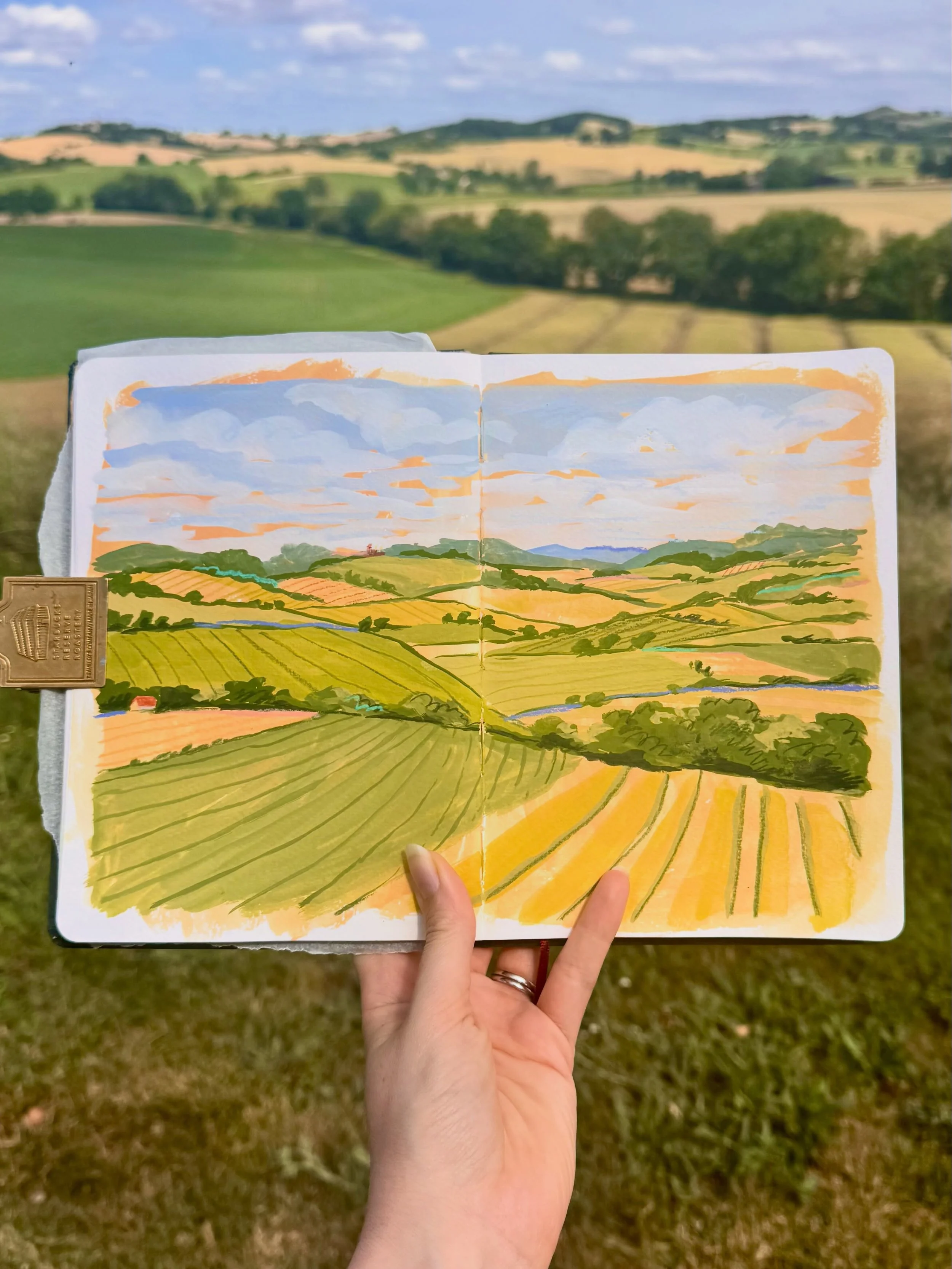 Painting in the French countryside with so many wonderful artists around me is such a tonic! ☀️ Here&rsquo;s a peek at my demos from today (our third full day of my @uptrekcom art retreat!). We spent the morning exploring the bustling markets in Gail