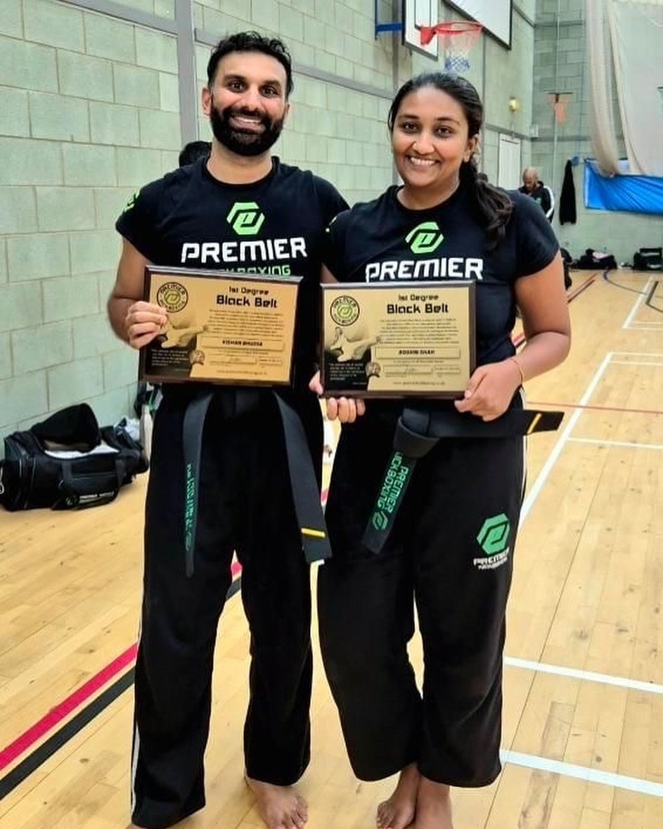 Kishan &amp; Roshni - South Harrow black belt couple! So great to see them push and support each other in class. Congratulations on successfully passing your black belt grading. Remember this is just the beginning of your kickboxing career! #blackbel