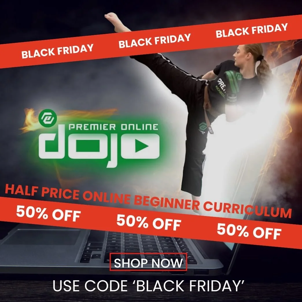 HALF PRICE Premier Online Dojo
premieronlinedojo.co.uk
&bull;&bull;
⭐️ Full beginner kids &amp; adult curriculum from white belt to advanced yellow belt 
&bull;&bull;
⭐️ &lsquo;41 Videos&rsquo; with step by step techniques, combos &amp; secrets to be