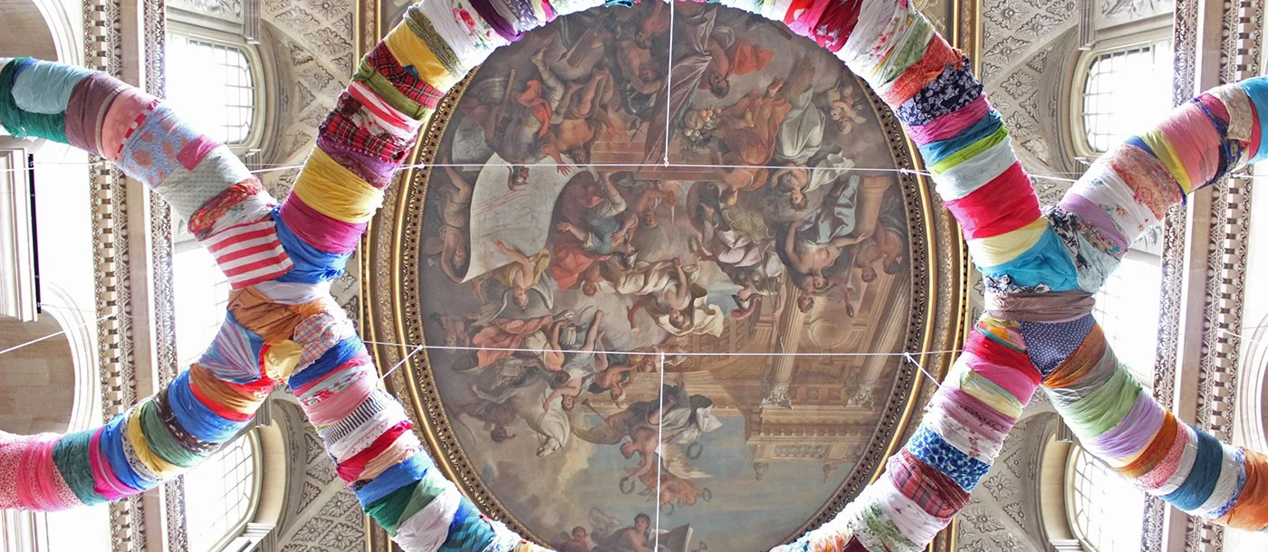 MICHELANGELO PISTOLETTO, ‘THIRD PARADISE’ MADE OF BOUND RAGS, HANGING ABOVE THE GREAT HALL IN BLENHEIM PALACE