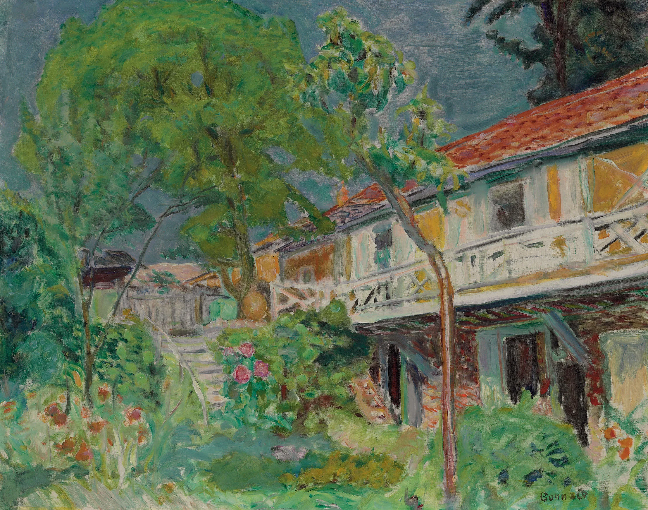 BONNARD’S GARDEN AND ‘CARAVAN’ IN VERNONNET, LOOKING UP AT THE TERRACE, 1915