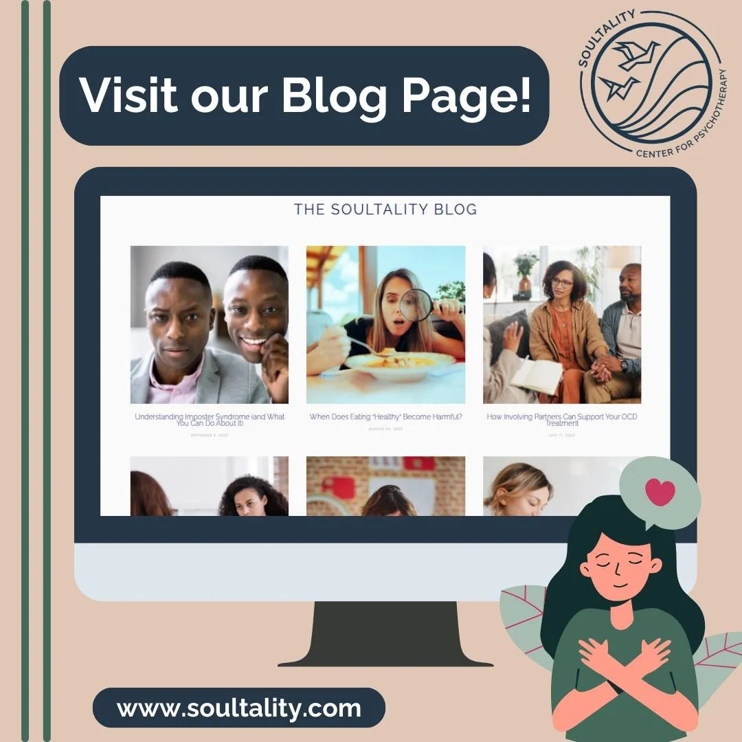 Stay up to date and discover Soultality&rsquo;s blog page! Our blogs include tips and crucial information regarding various topics such as OCD, generalized anxiety, phobias, and more. 

https://www.soultality.com/new-blog-1 

#soultality #blogs #ment