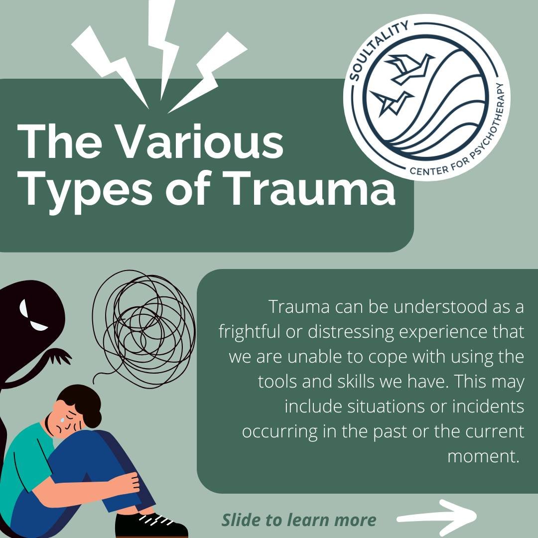 People face trauma in various ways depending on specific experiences that have been encountered. 

The Soultality Center for Psychotherapy offers CBT &amp; EMDR to help overcome your trauma. Our experienced clinicians are always here to help. Schedul