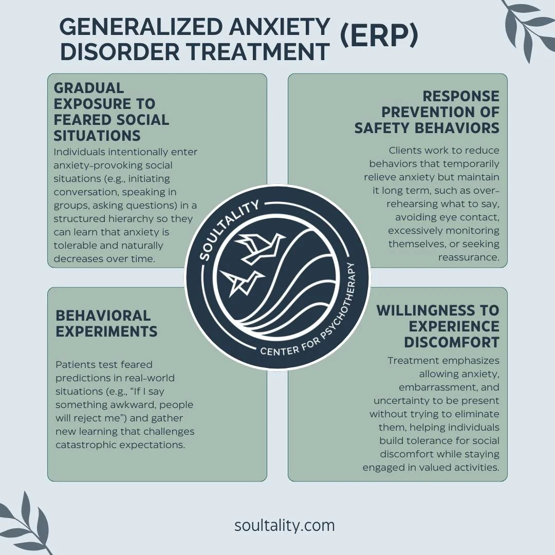 Seek generalized anxiety treatment at the Soultality Center for Psychotherapy in Cambridge, MA. 

Our clinicians are here to help you every step of the way through evidence-based ERP treatment. Schedule your appointment today.
https://www.soultality.
