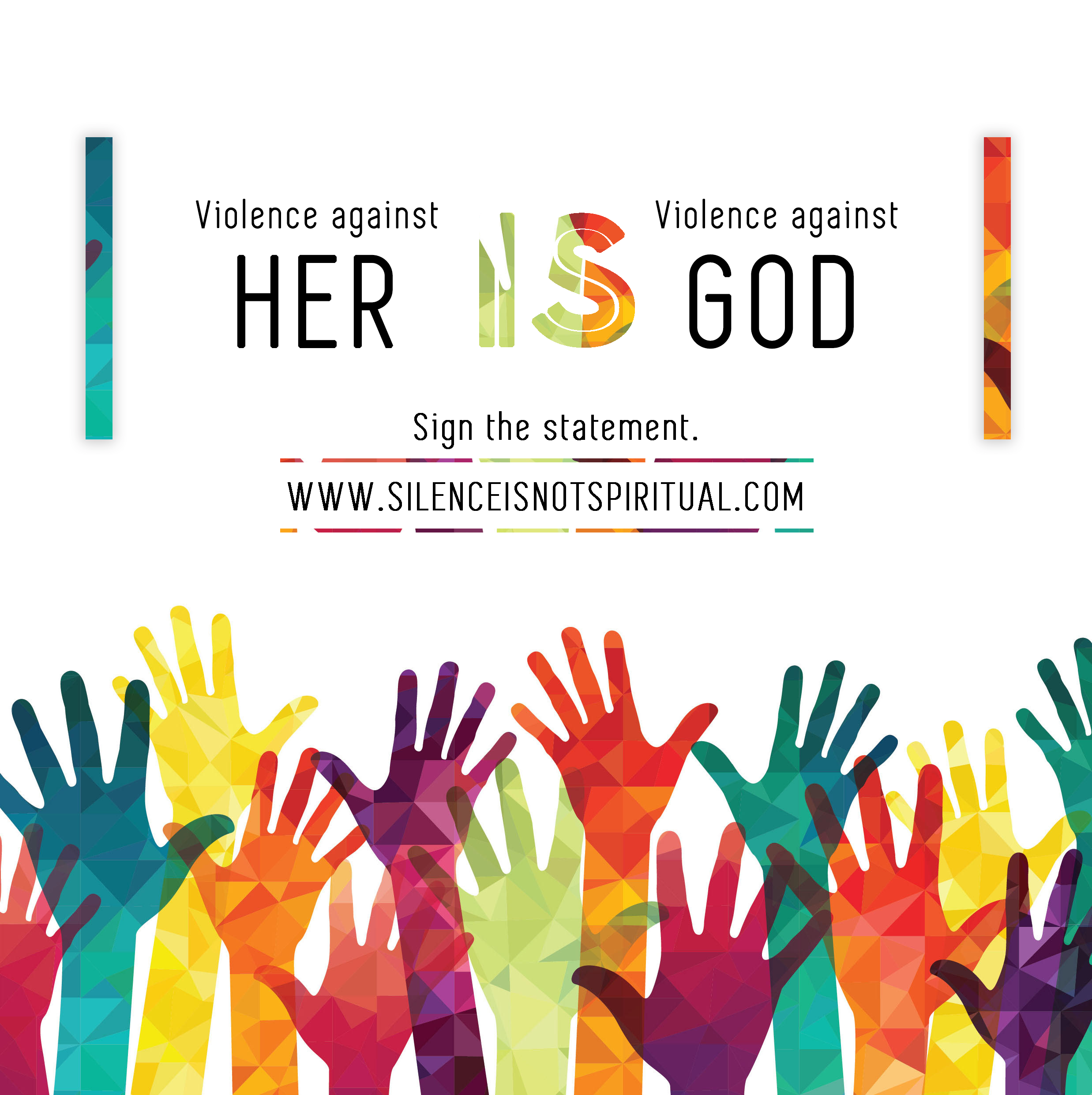 Thank you for engaging others in your communities by asking them to read and sign the statement. Below are sample posts for you to use. Be sure to include the hashtag #SilenceIsNotSpiritual to connect our collective voices together. Thank you for standing with women in breaking the silence. 