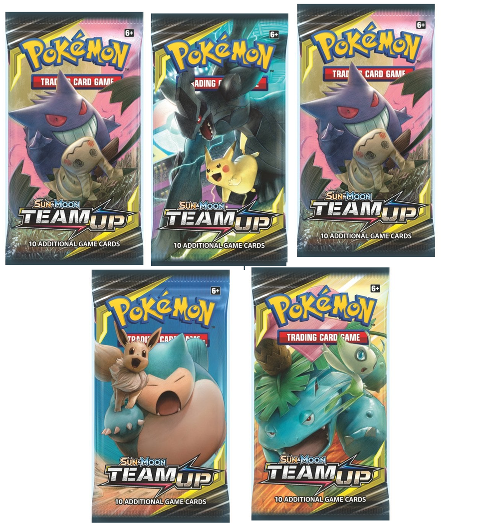POKEMON SUN & MOON TEAM UP BOOSTER PACK X 5  Okami cards