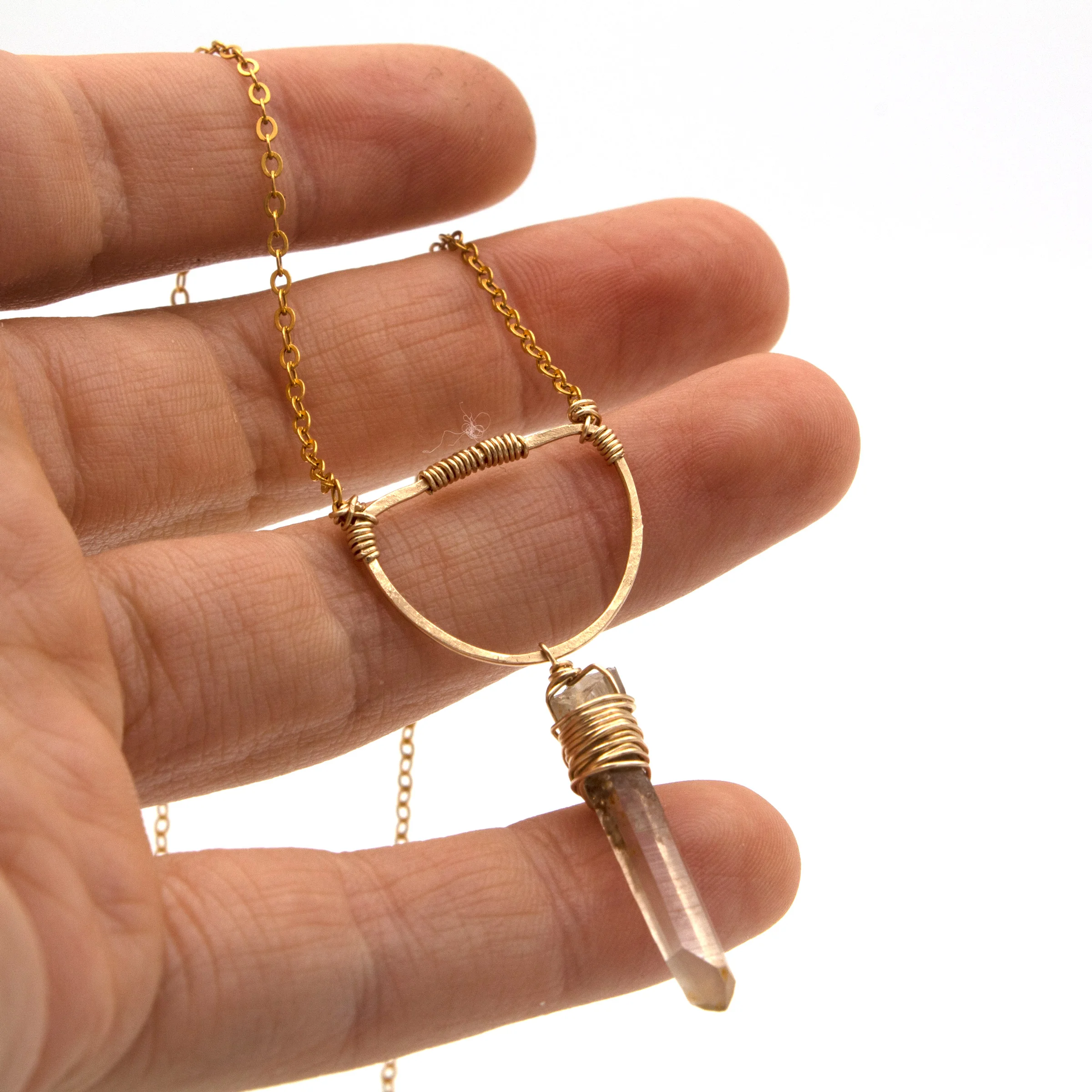 California Smoky Quartz Half Moon Long Necklace6.jpg