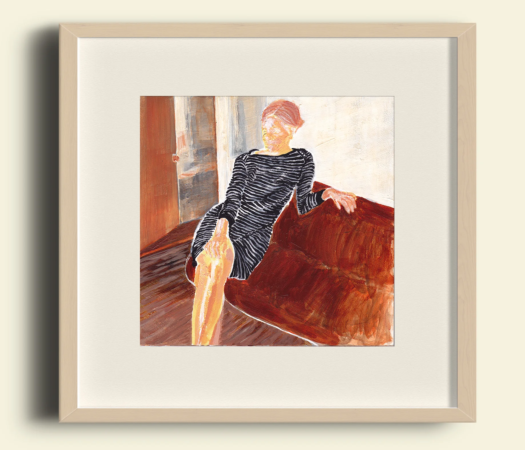 Kara sits, 2014 acrylic paint on chip board 10 x 10 in.